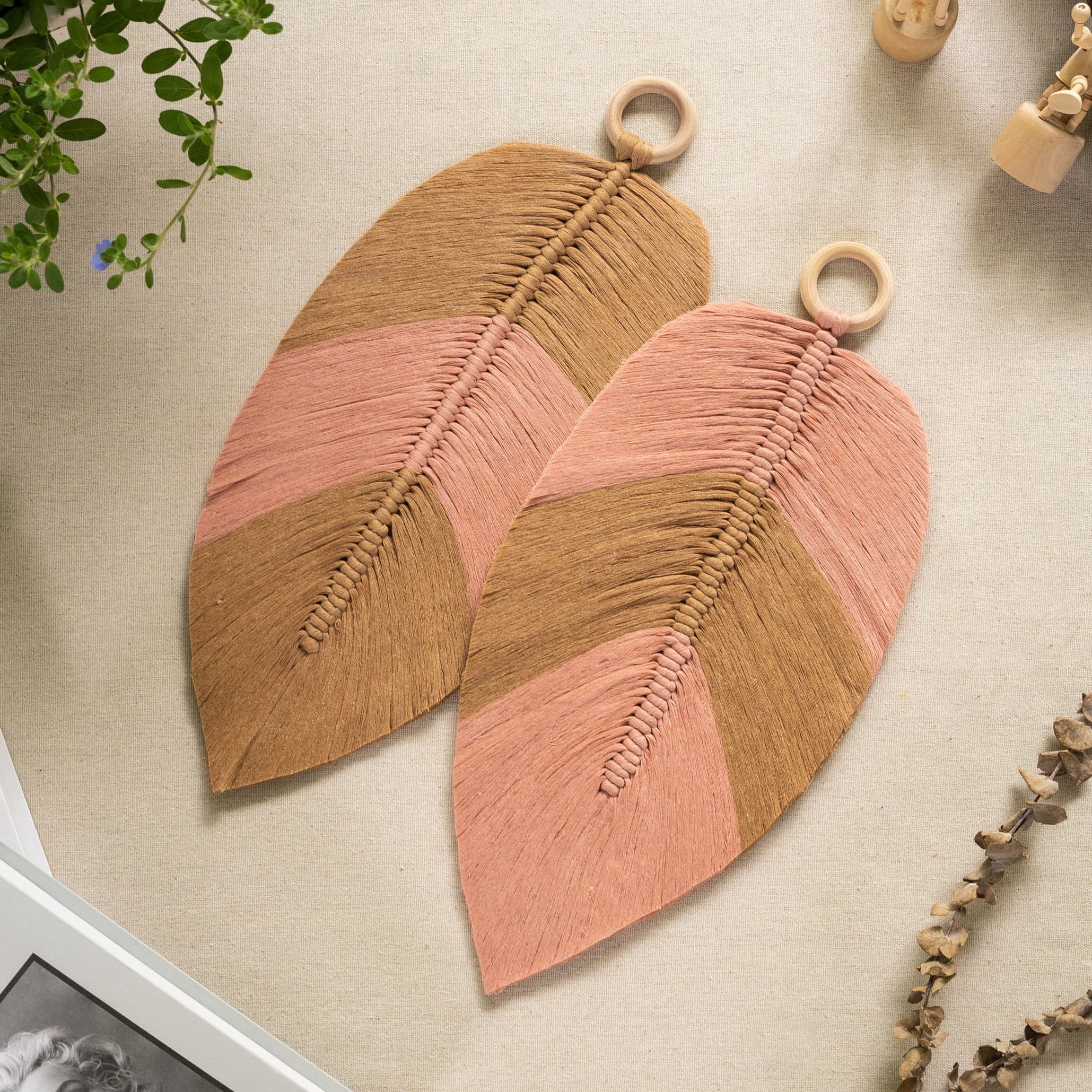 Macrame Leaf Wall Hanging for Farmhouse Decor L11