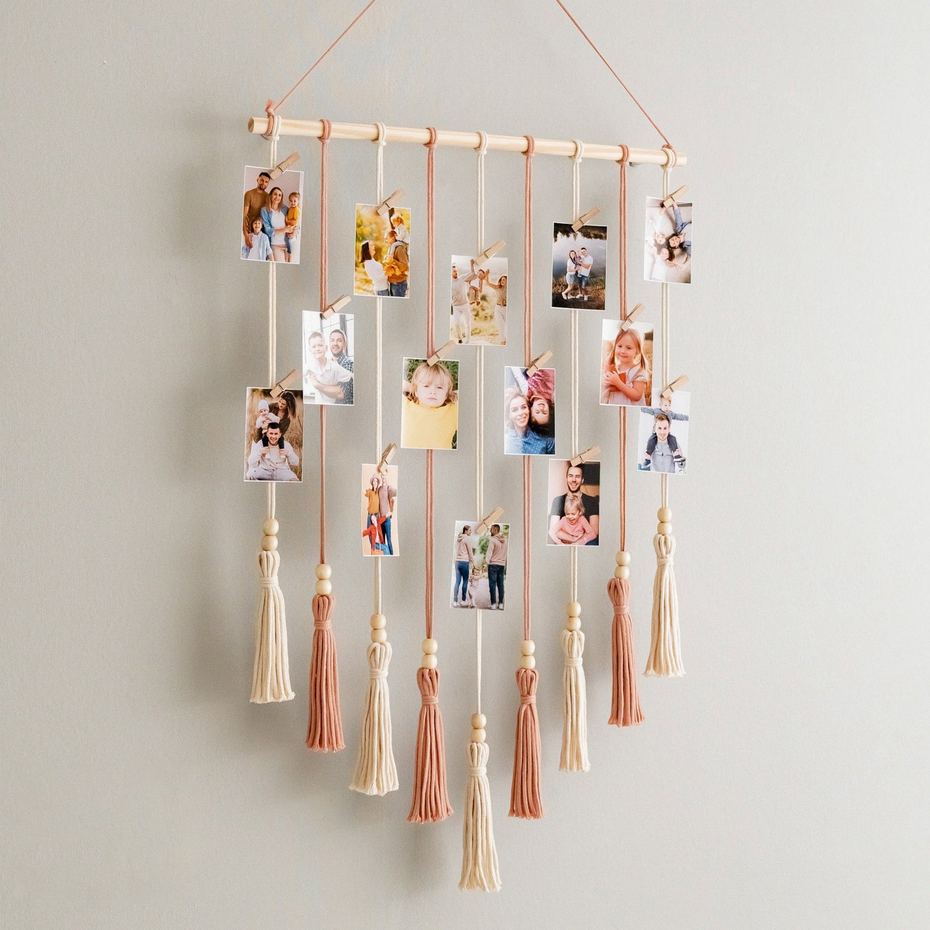 Macrame Photo Holder Macrame Cord for Wall Photo Display and Boho Decor I76