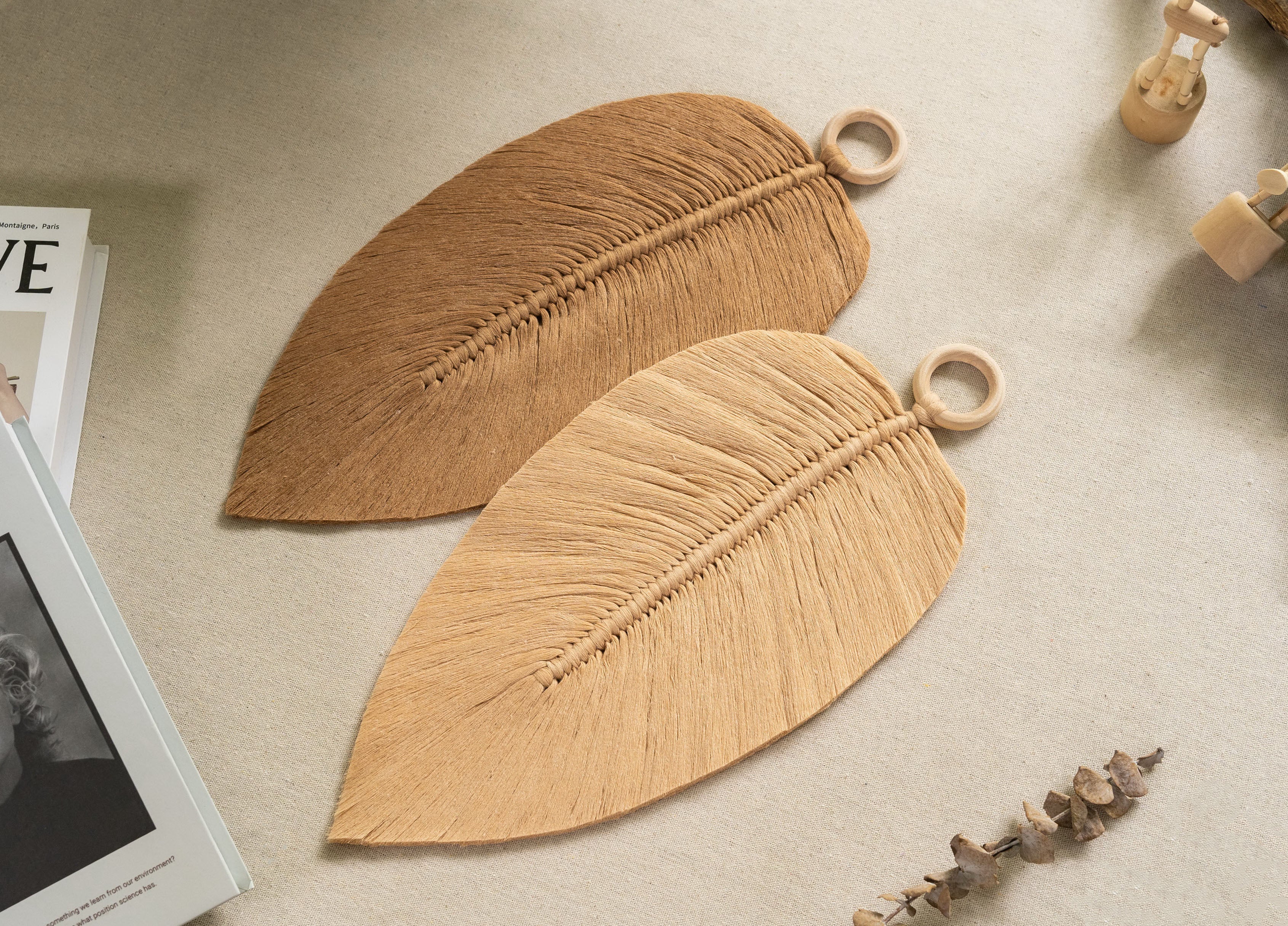 Macrame Leaf Wall Hanging for Boho Wall Decor L11