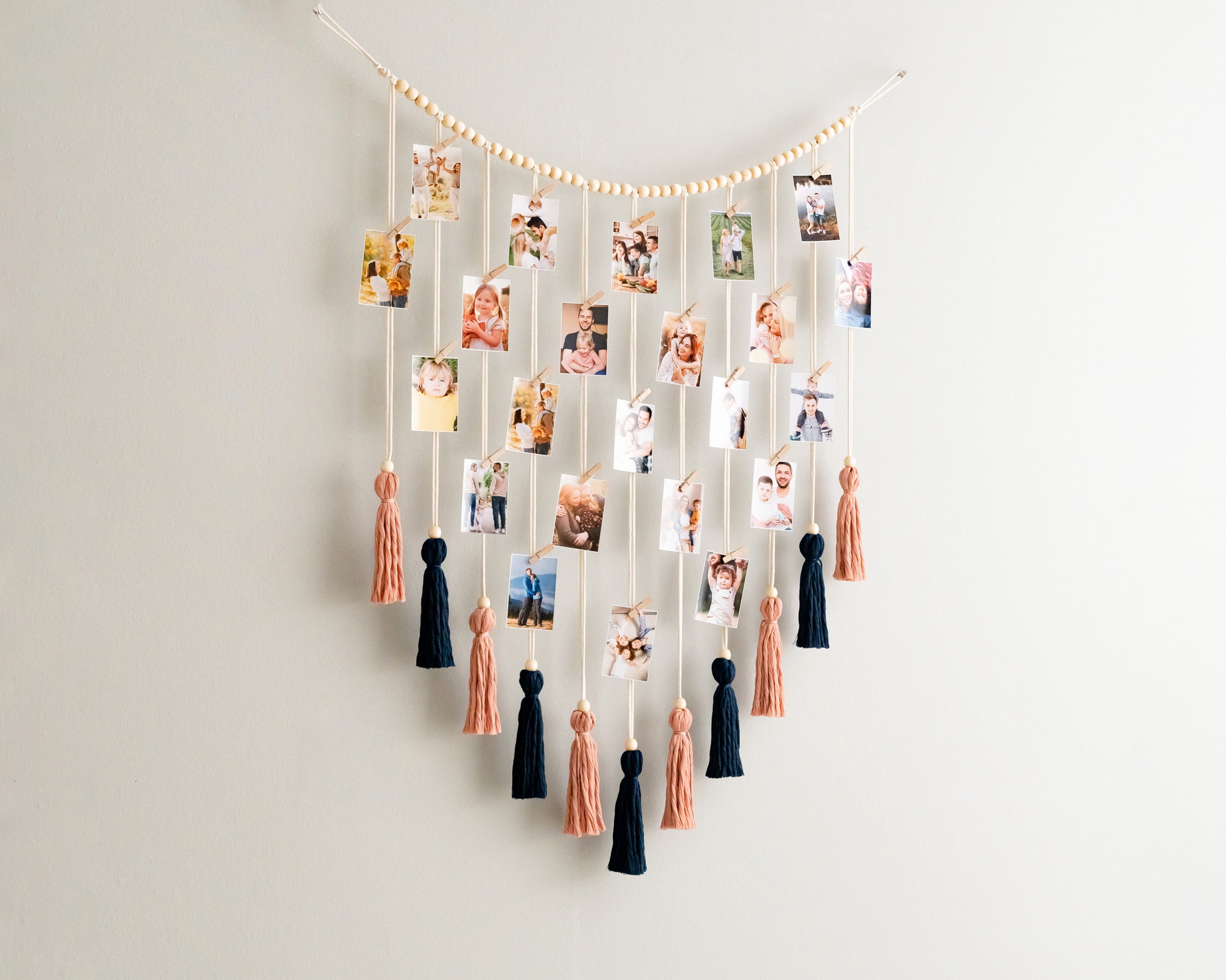 Macrame Wall Photo Display for Boho Home Decor