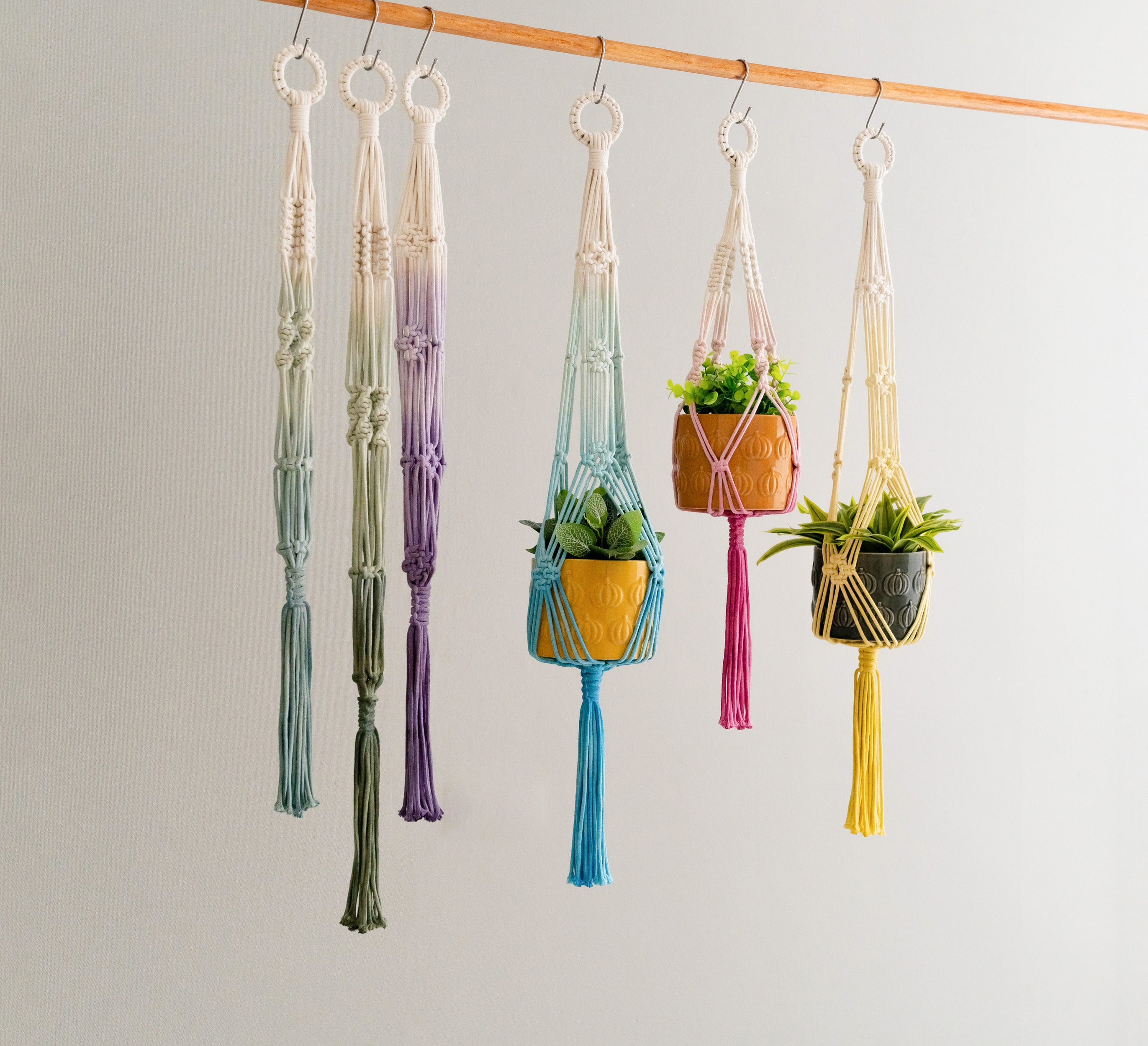 Macrame Dip Dyed Plant Hanger For Garden Decor