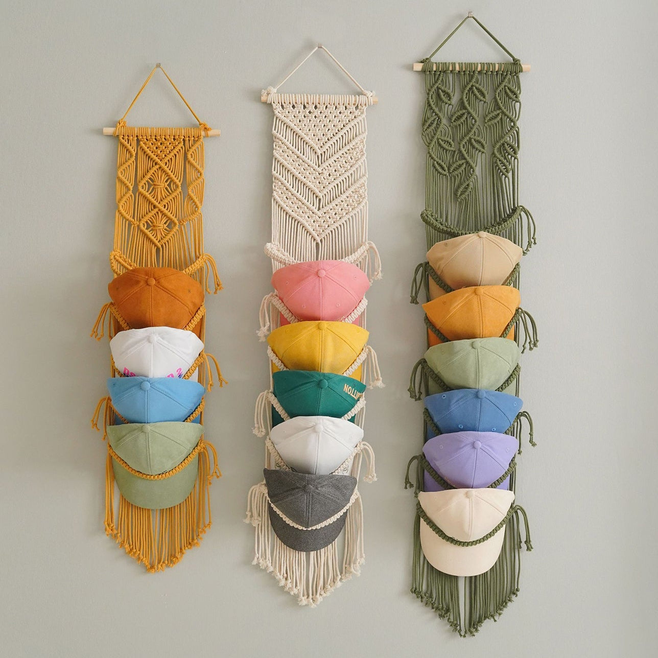 Stylish Macrame Cap Organizer - Wall Hanging Holder I06