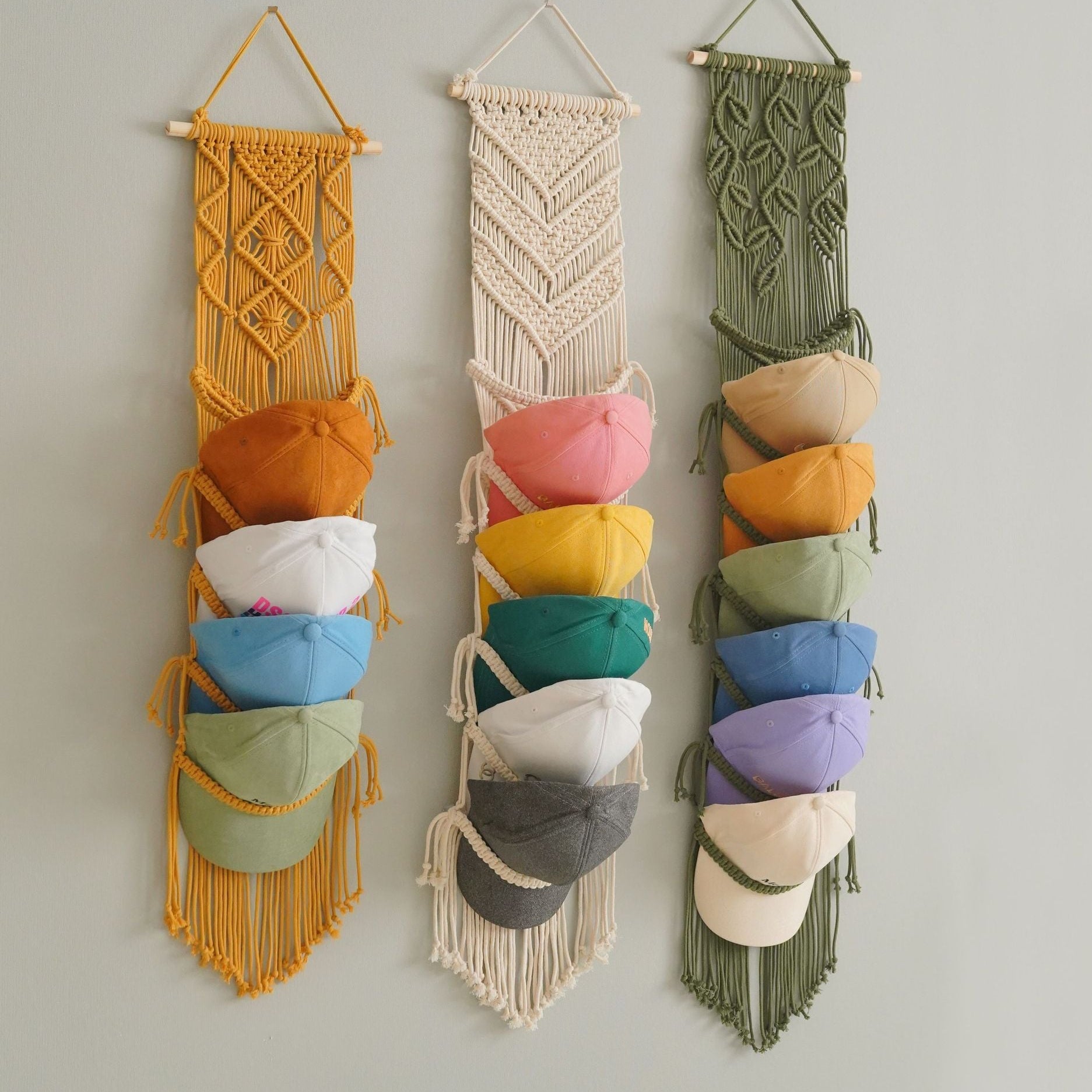 Stylish Macrame Cap Organizer - Wall Hanging Holder I06