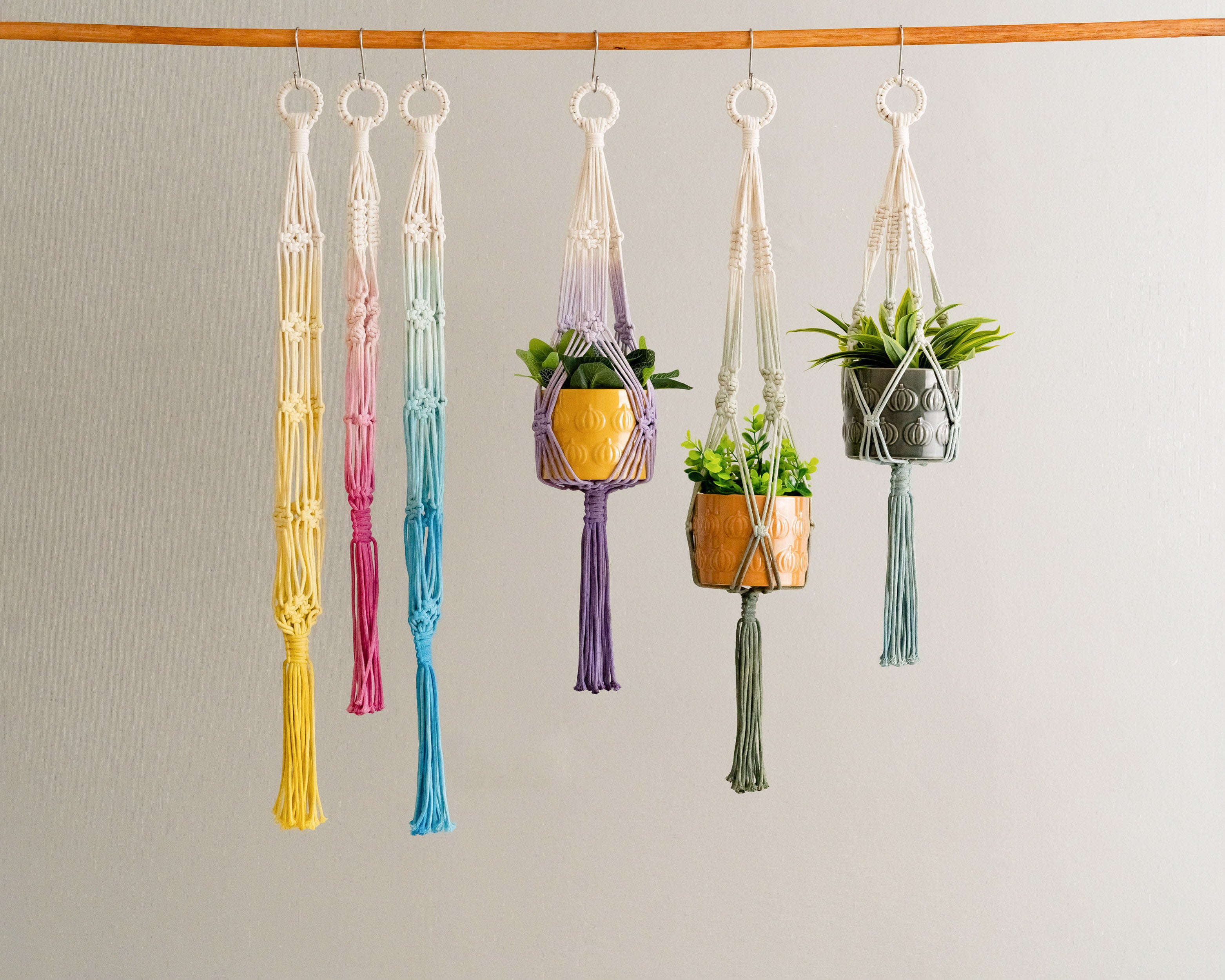Macrame Dip Dyed Plant Hanger For Garden Decor