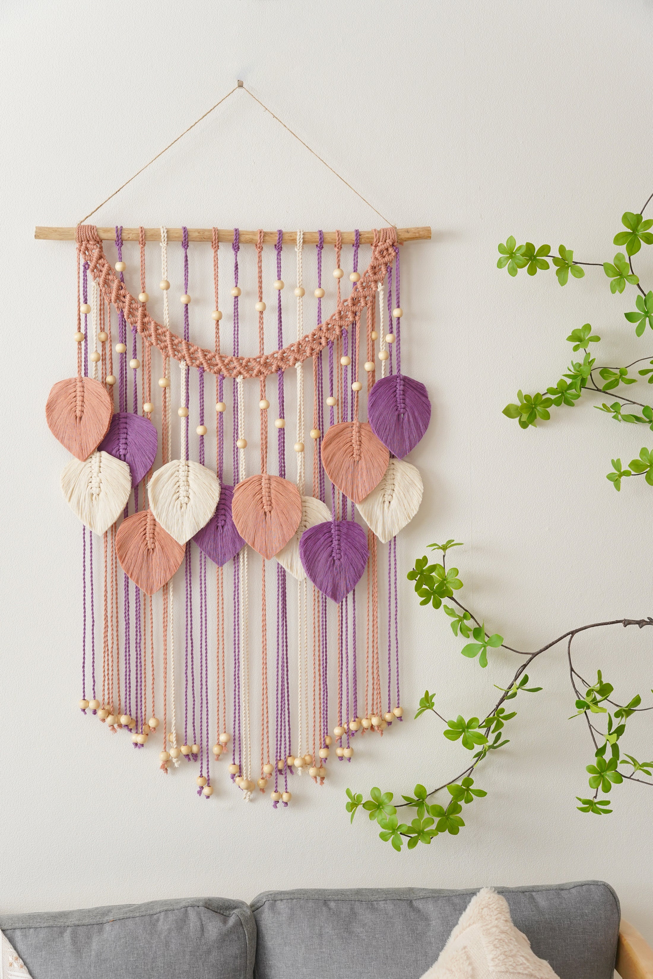 Macrame Raindrop Leaves macrame for boho macrame wall decor L22