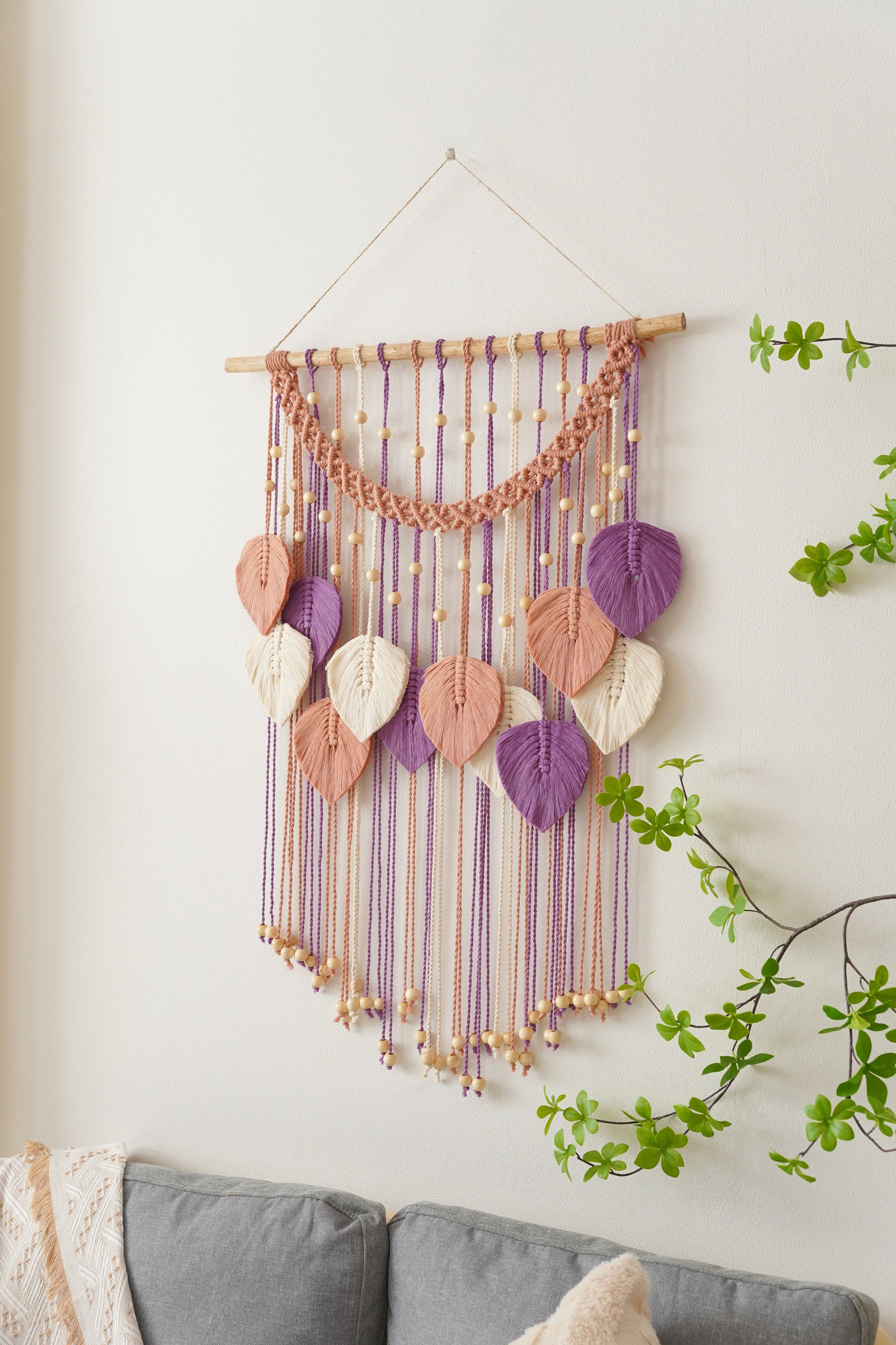 Macrame Raindrop Leaves macrame for boho macrame wall decor L22