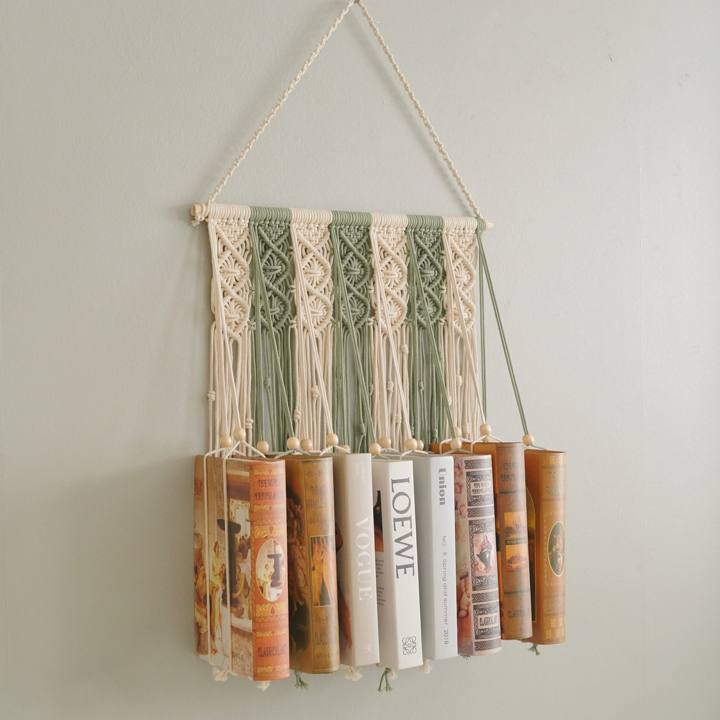 Macrame Book Holder macrame cord wall book organizer for boho decor I33