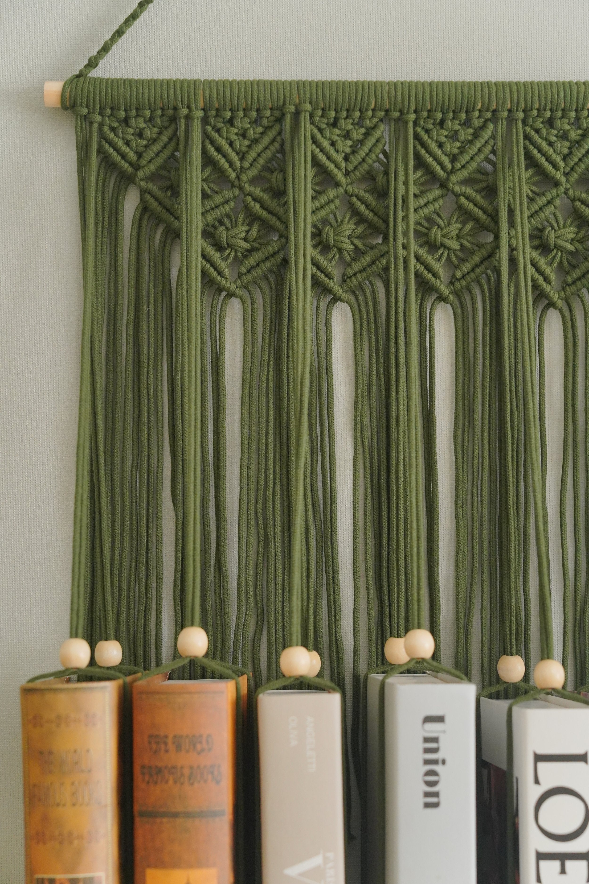 Boho Macrame Bookshelf for Stylish Book Storage