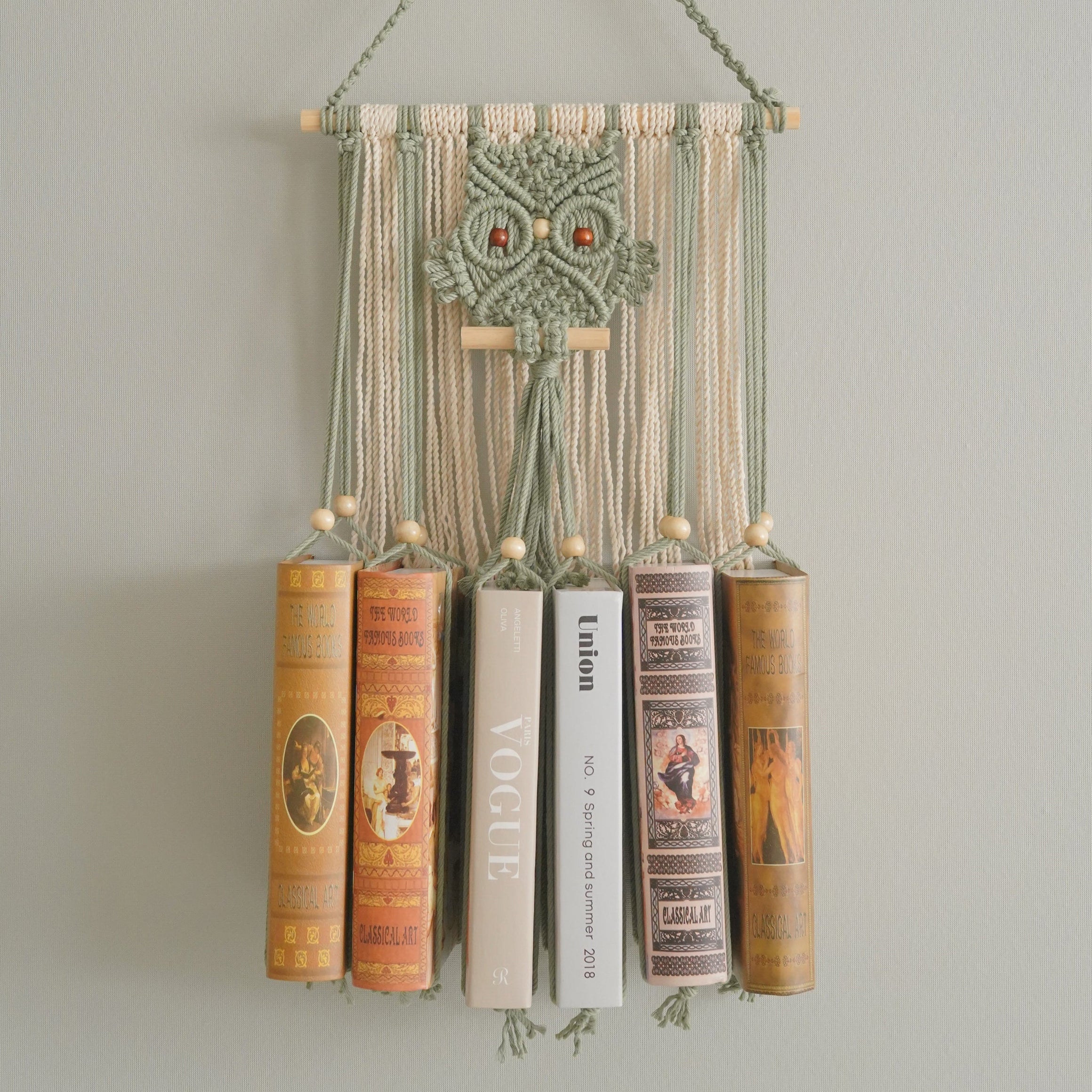 Macrame Owl Book Holder macrame for Wall Book Organizer H76