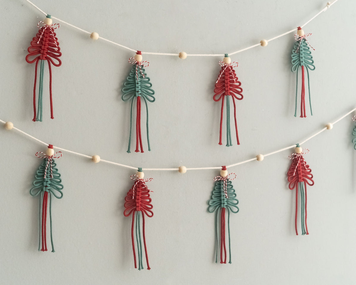 Macrame Christmas Tree Wall Hanging Garland for Mantel Decor X72