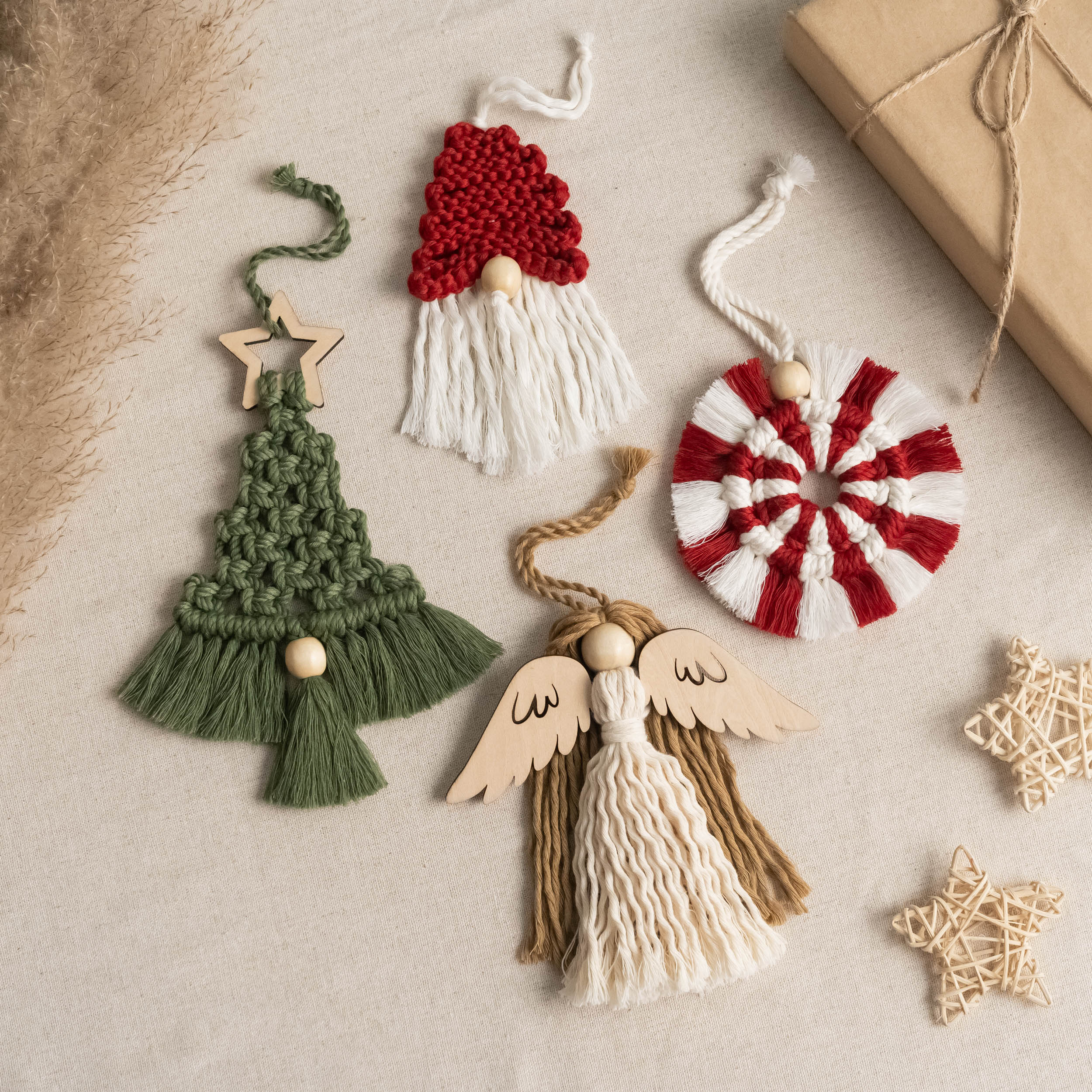 Macrame Christmas Ornaments macrame cord for boho christmas decor X40