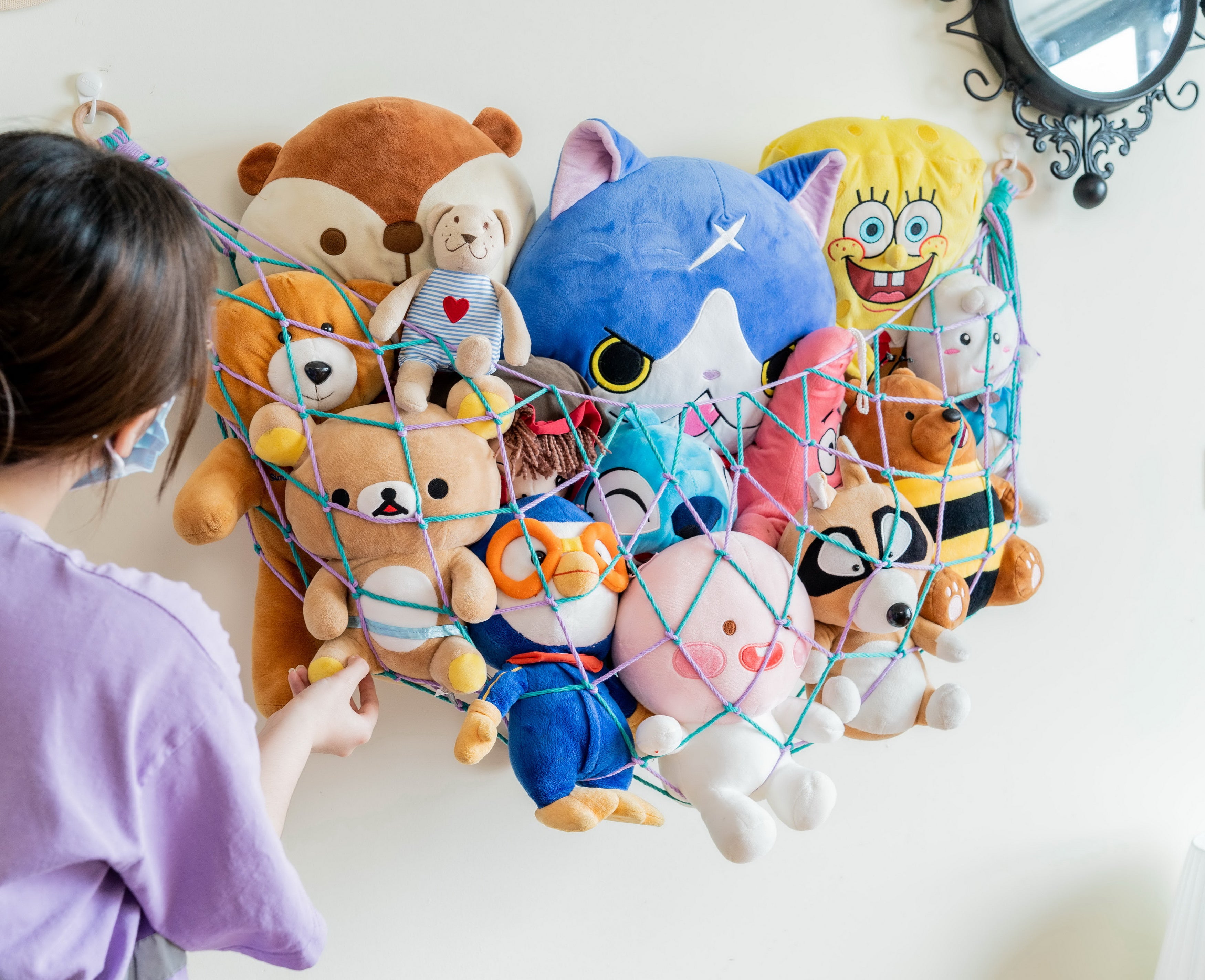 Macrame Toy Storage Hammock for Stuffed Animal Storage and Nursery Decor H25