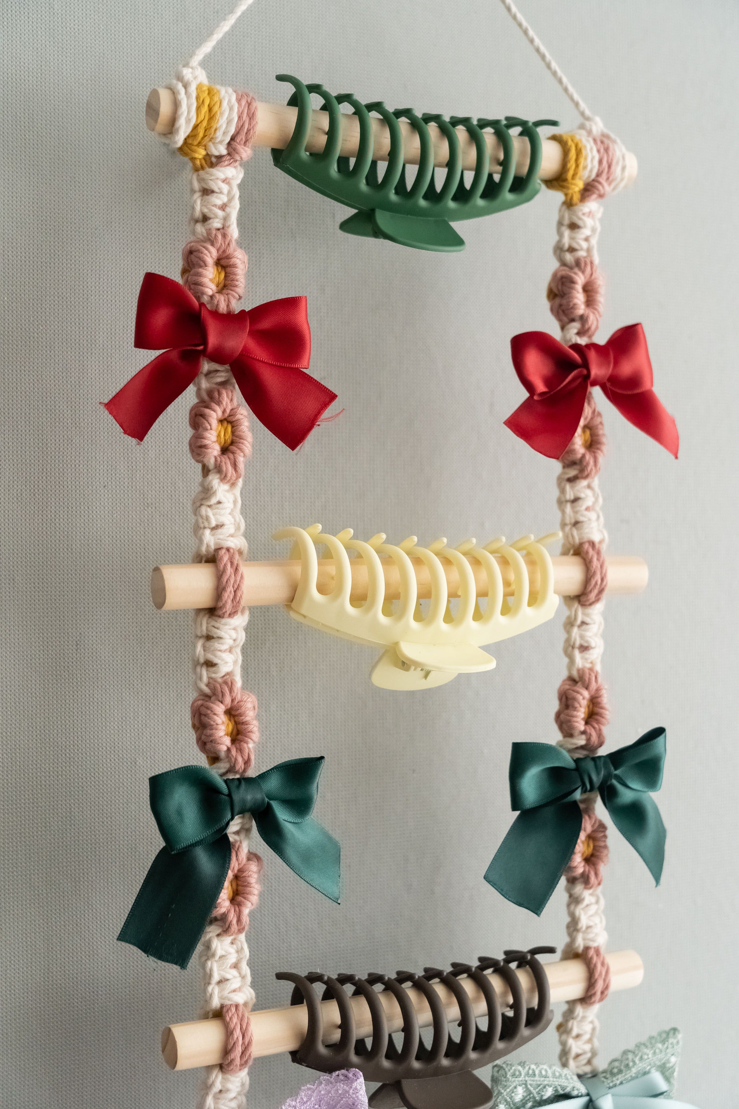 Macrame Hair Clip Holder macrame for Nursery Wall Decor I90