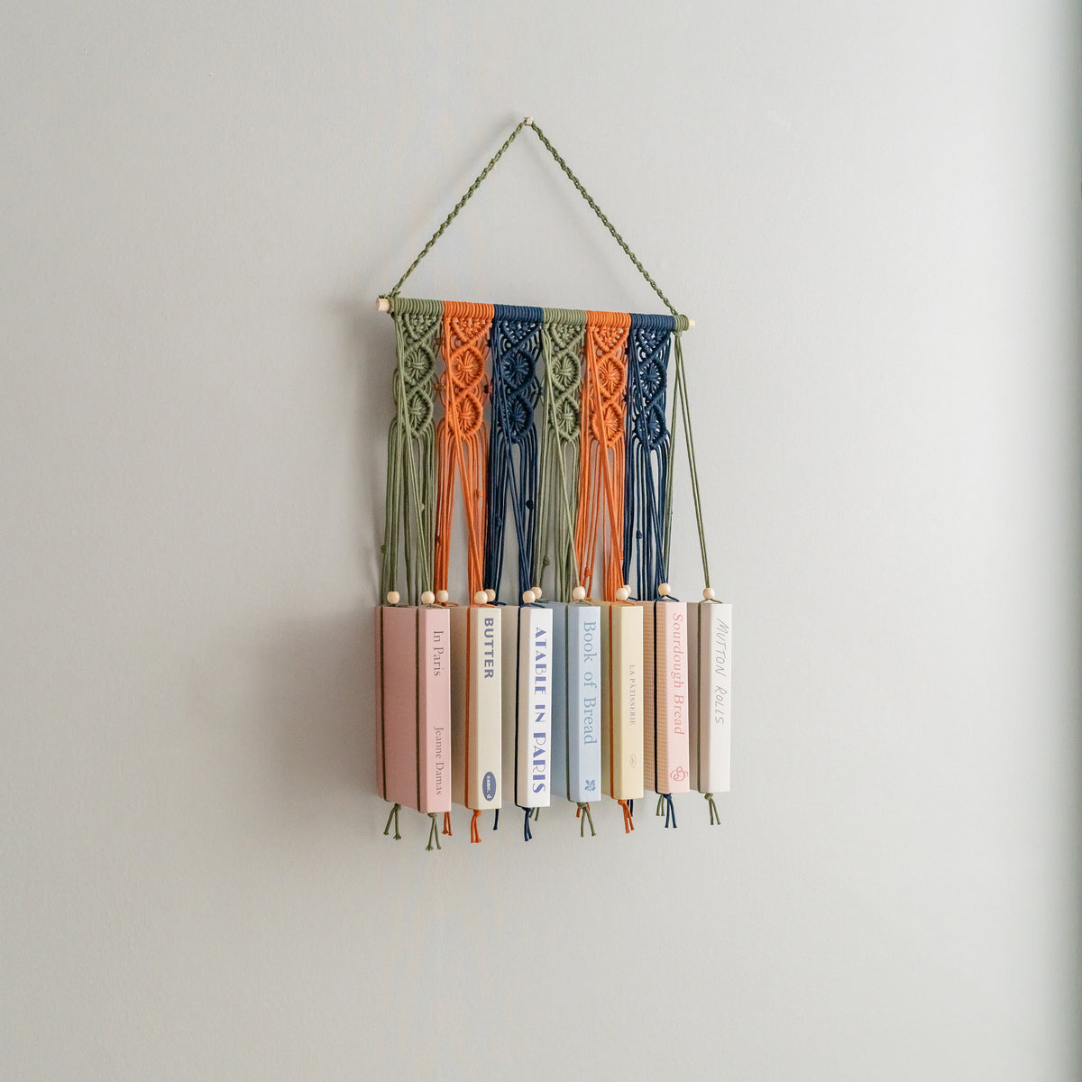 Macrame Book Holder macrame cord wall book organizer for boho decor I33