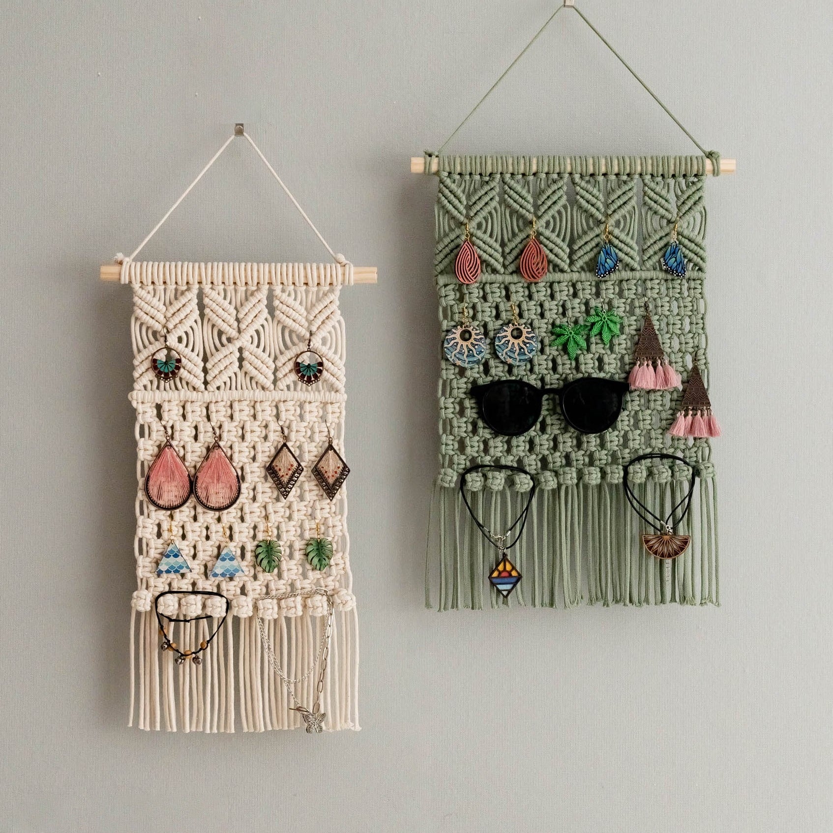 Macrame Earring Holder macrame cord hanging jewelry organizer for wall I80
