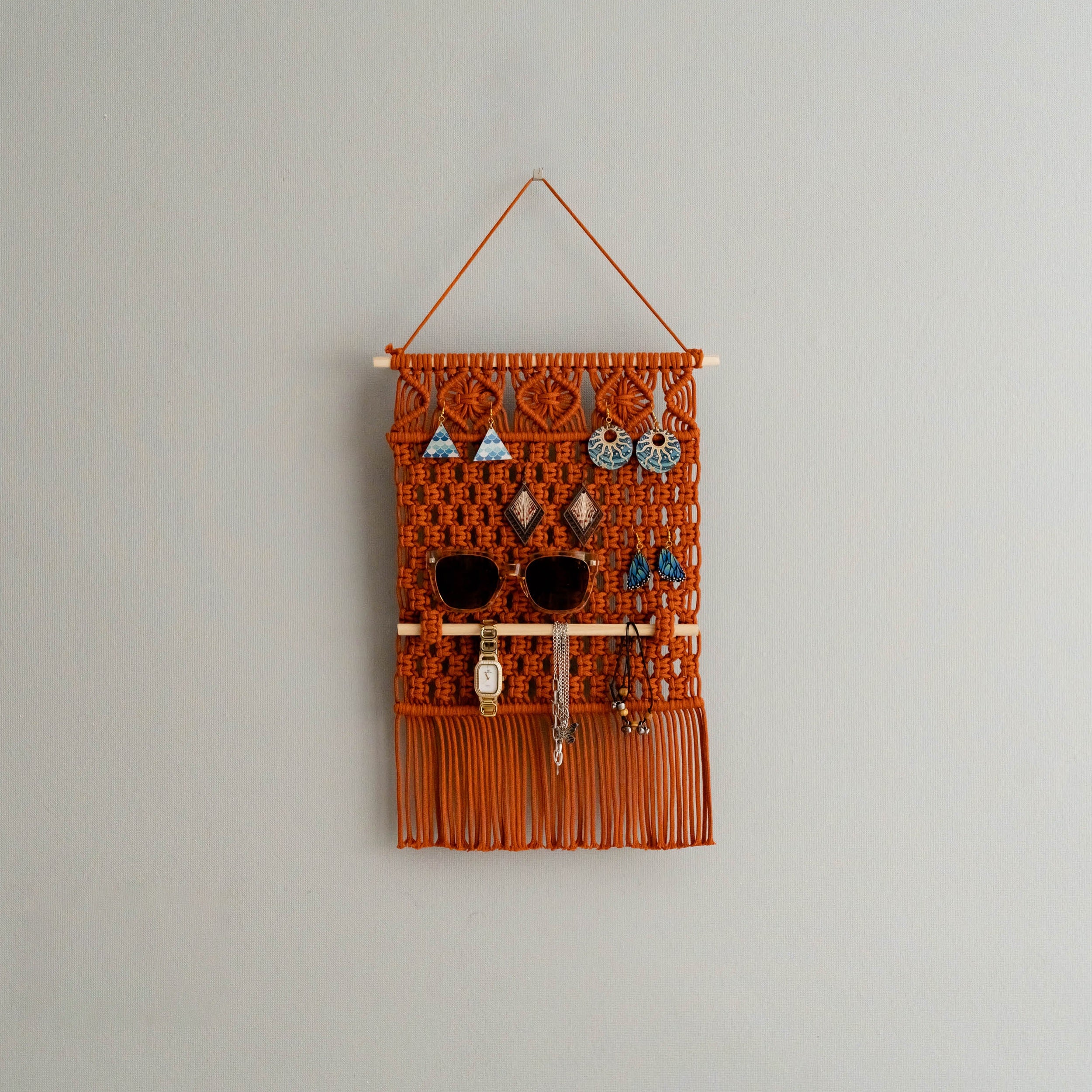 Macrame Earring Holder macrame cord for Jewelry Wall Organizer I82