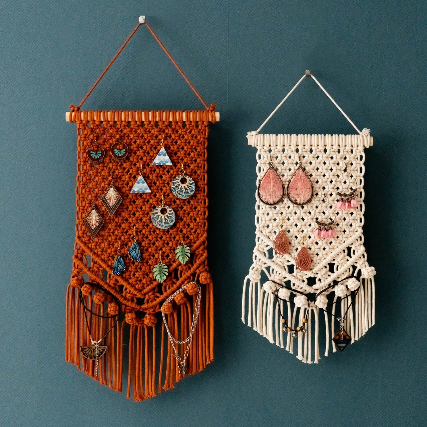 Macrame Earring Holder macrame cord for Jewelry Wall Organizer I51