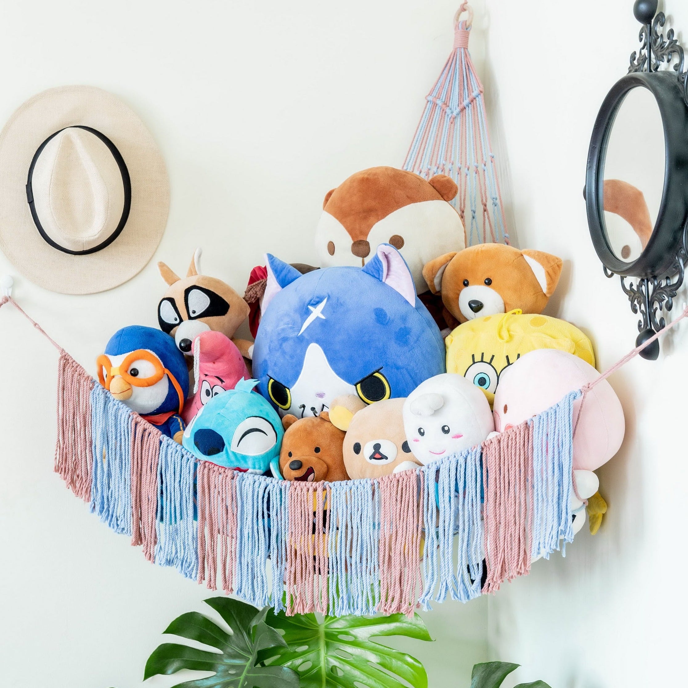 Macrame Toy Storage Hammock macrame cord for stuffed animal storage H26