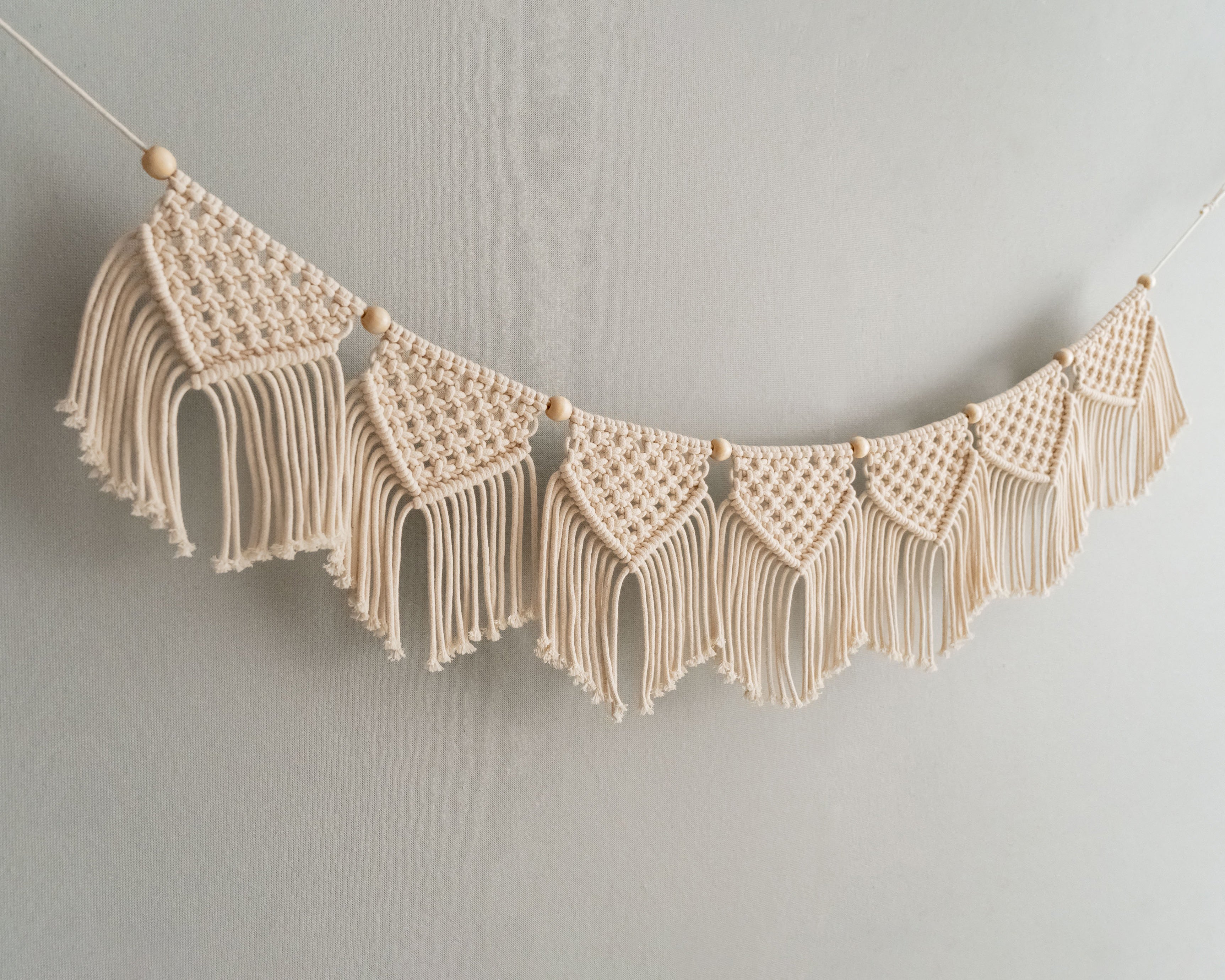 Macrame Flag Garland for Boho and Farmhouse Wall Decoration