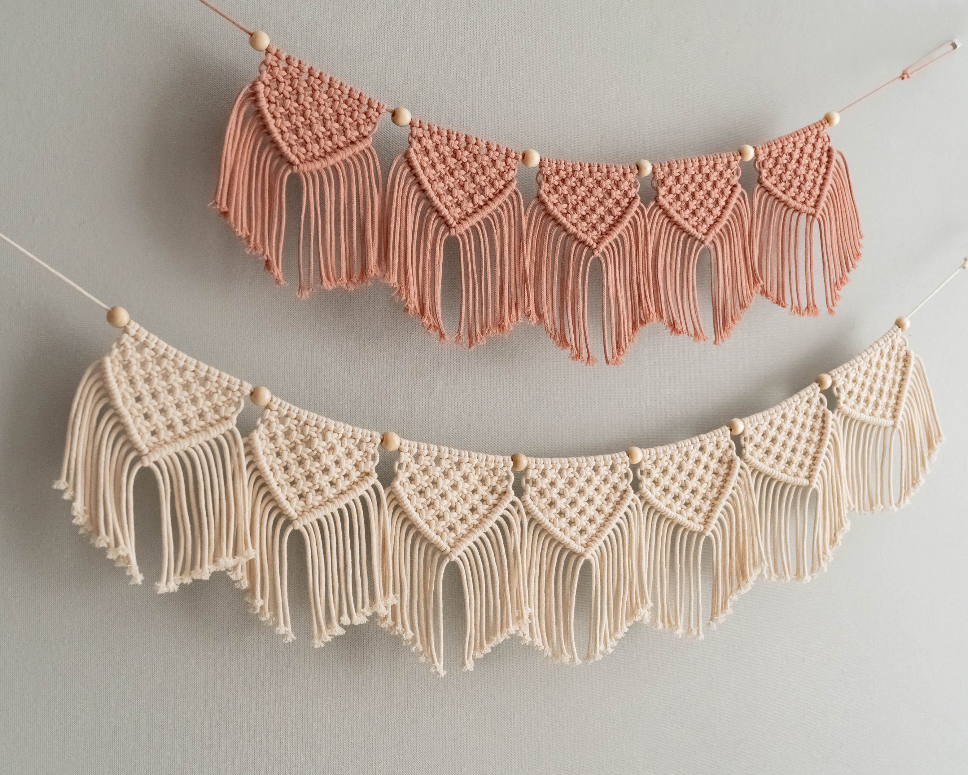 Macrame Flag Garland for Boho and Farmhouse Wall Decoration