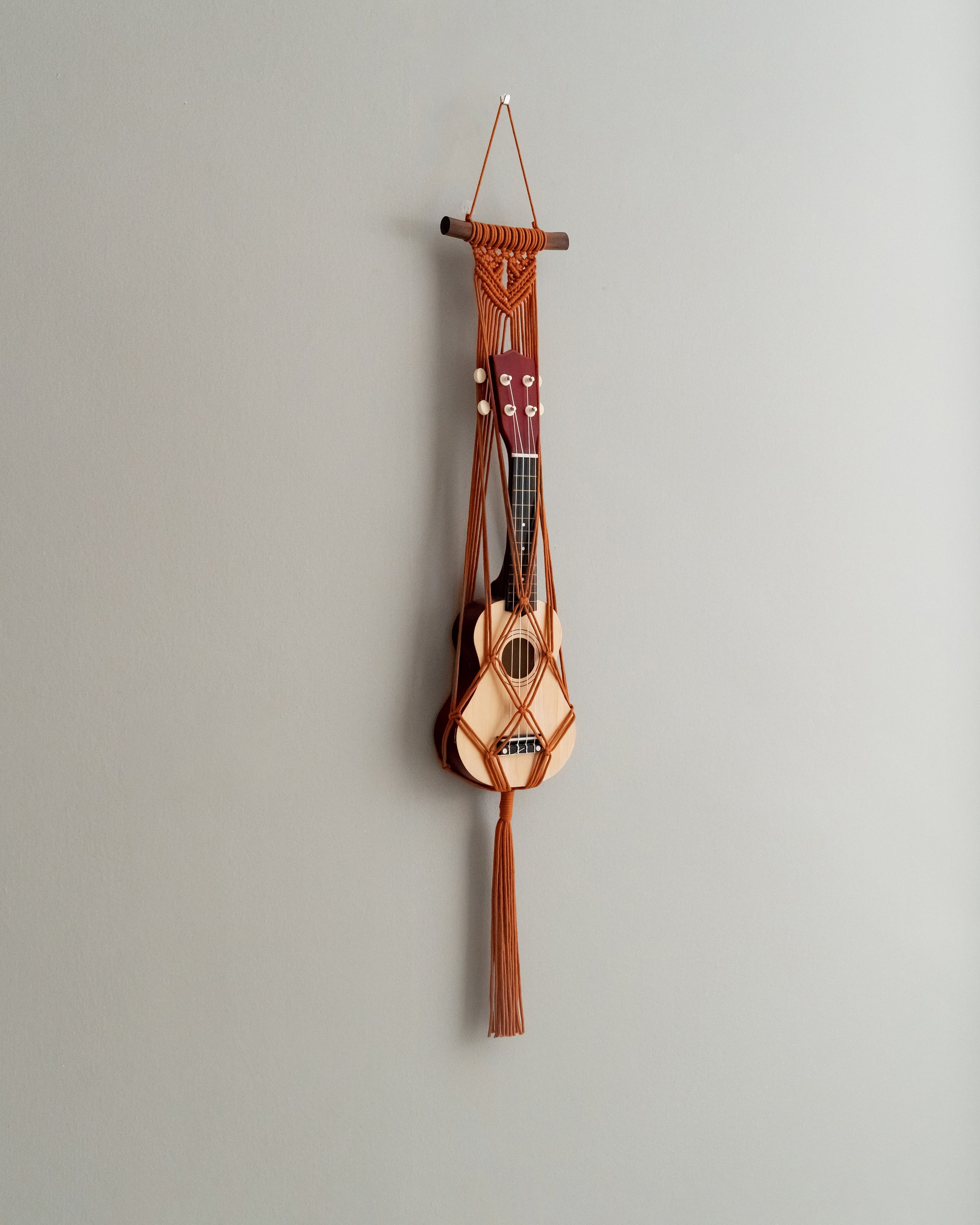 Macrame Ukulele Holder for Boho and Minimalist Home Decor