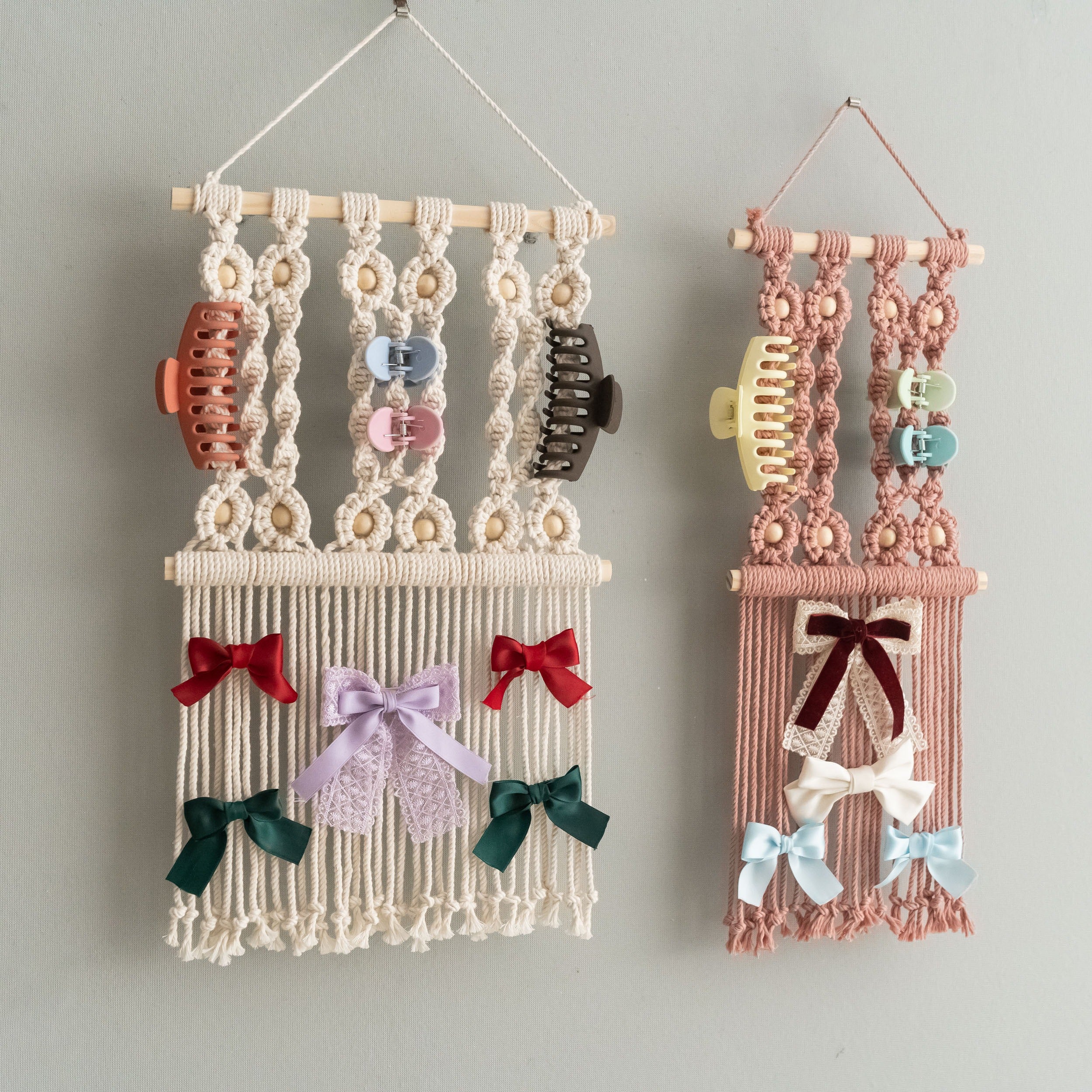 Macrame Hair Clip Holder macrame for Nursery Room Wall Decor I91