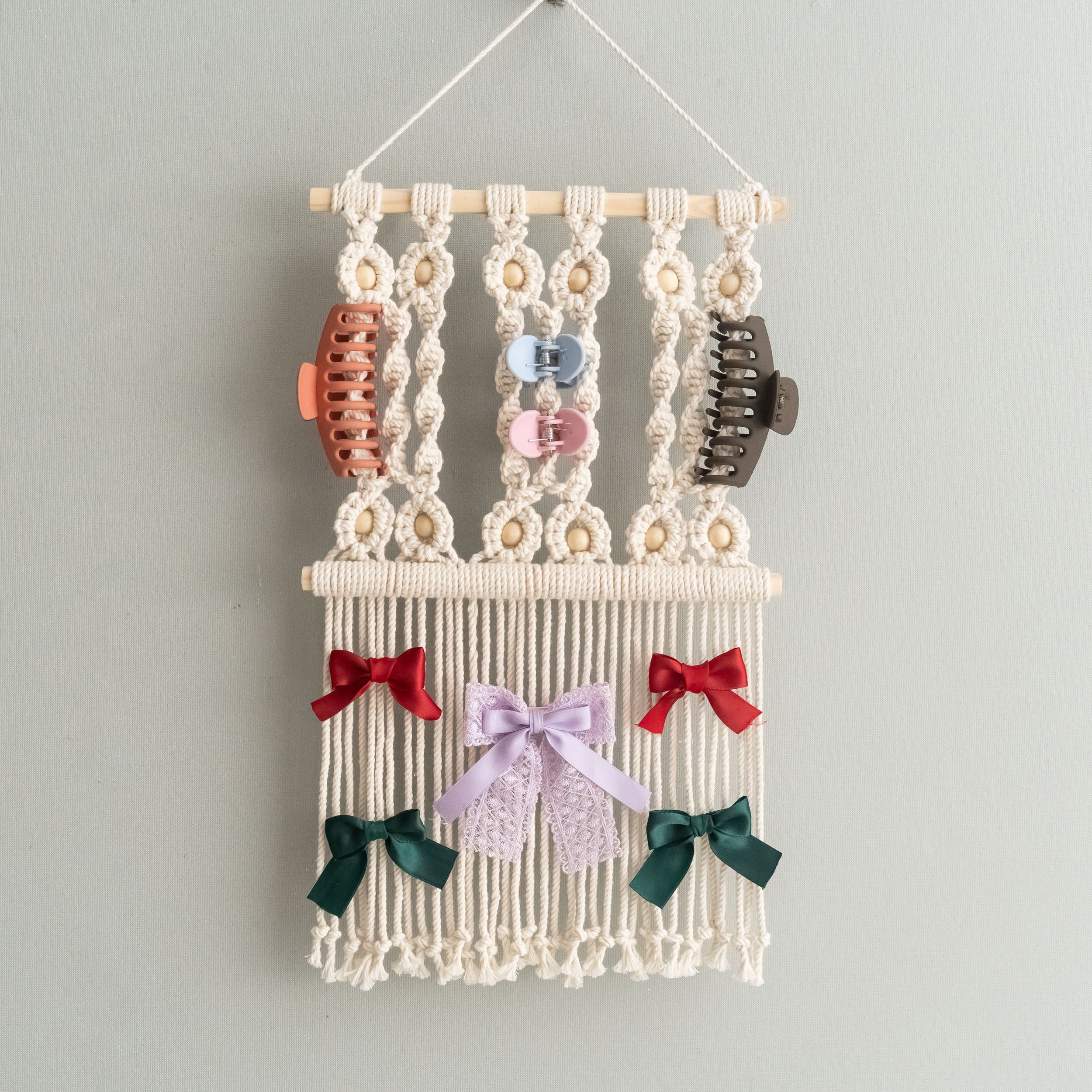 Macrame Hair Clip Holder macrame for Nursery Room Wall Decor I91