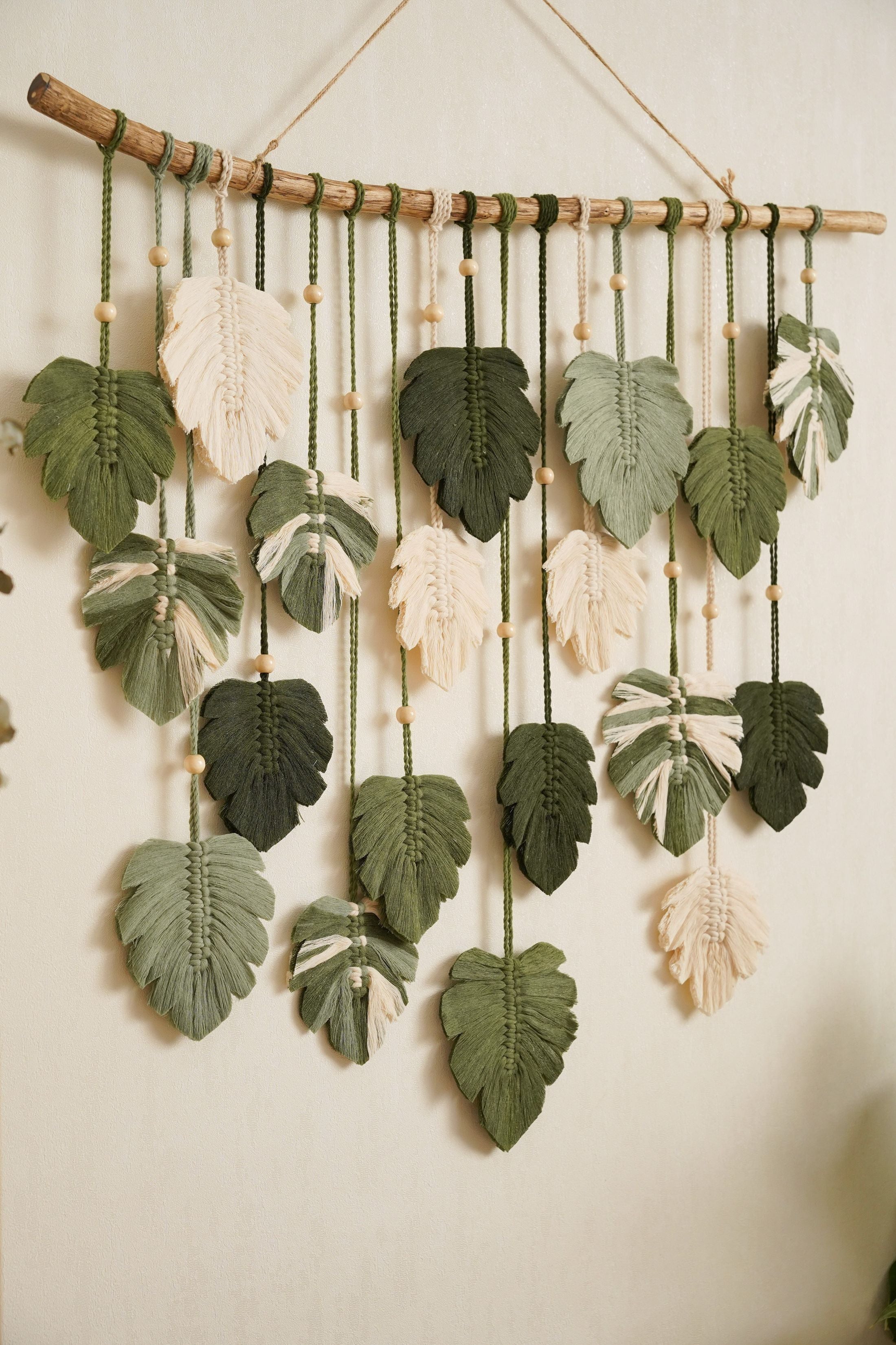 Macrame Monstera Leaves Wall Hanging - Farmhouse Wall Art L49