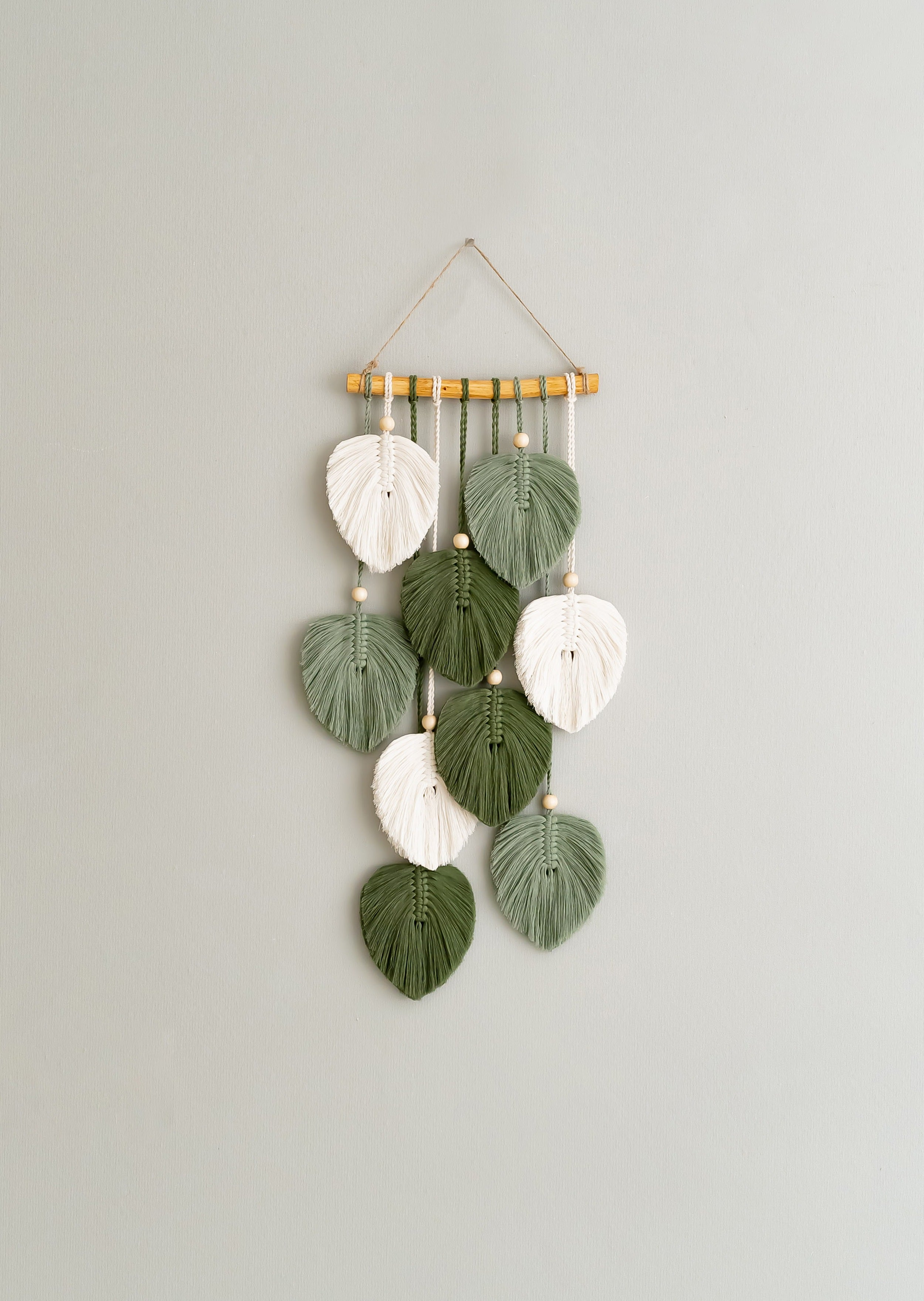 Boho Botanical Green Leaves Wall Hanging for Home Decor