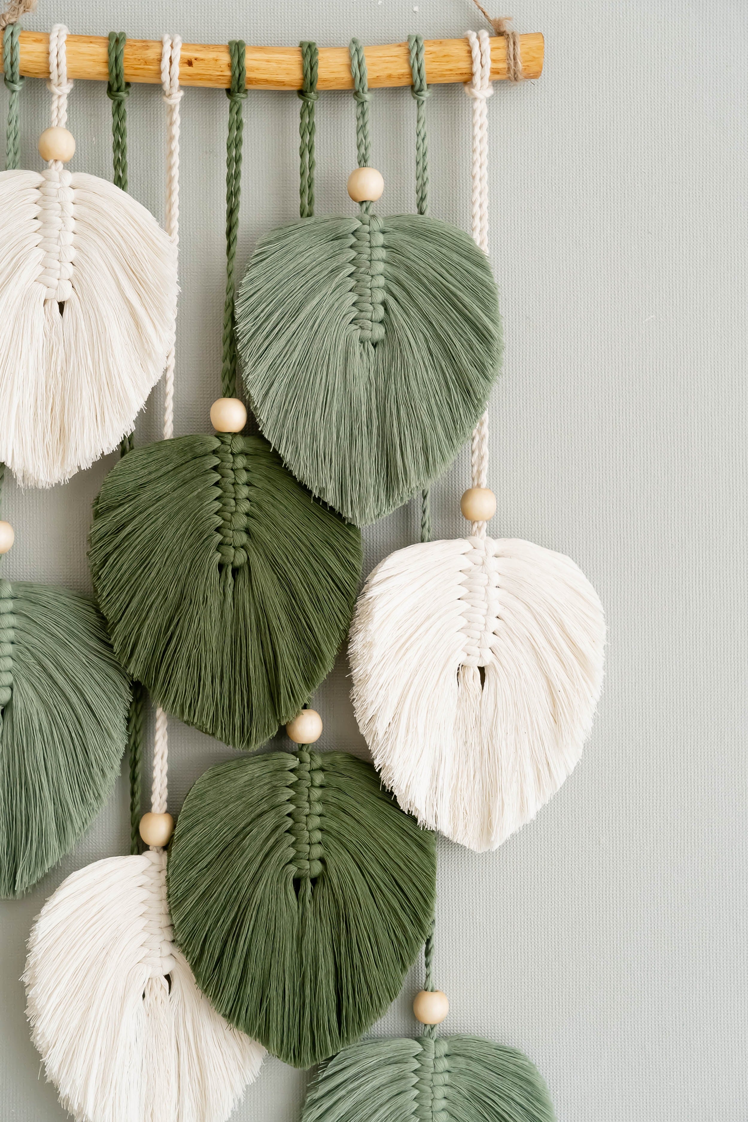 Macrame Leaves Wall Art for Farmhouse Home Decor