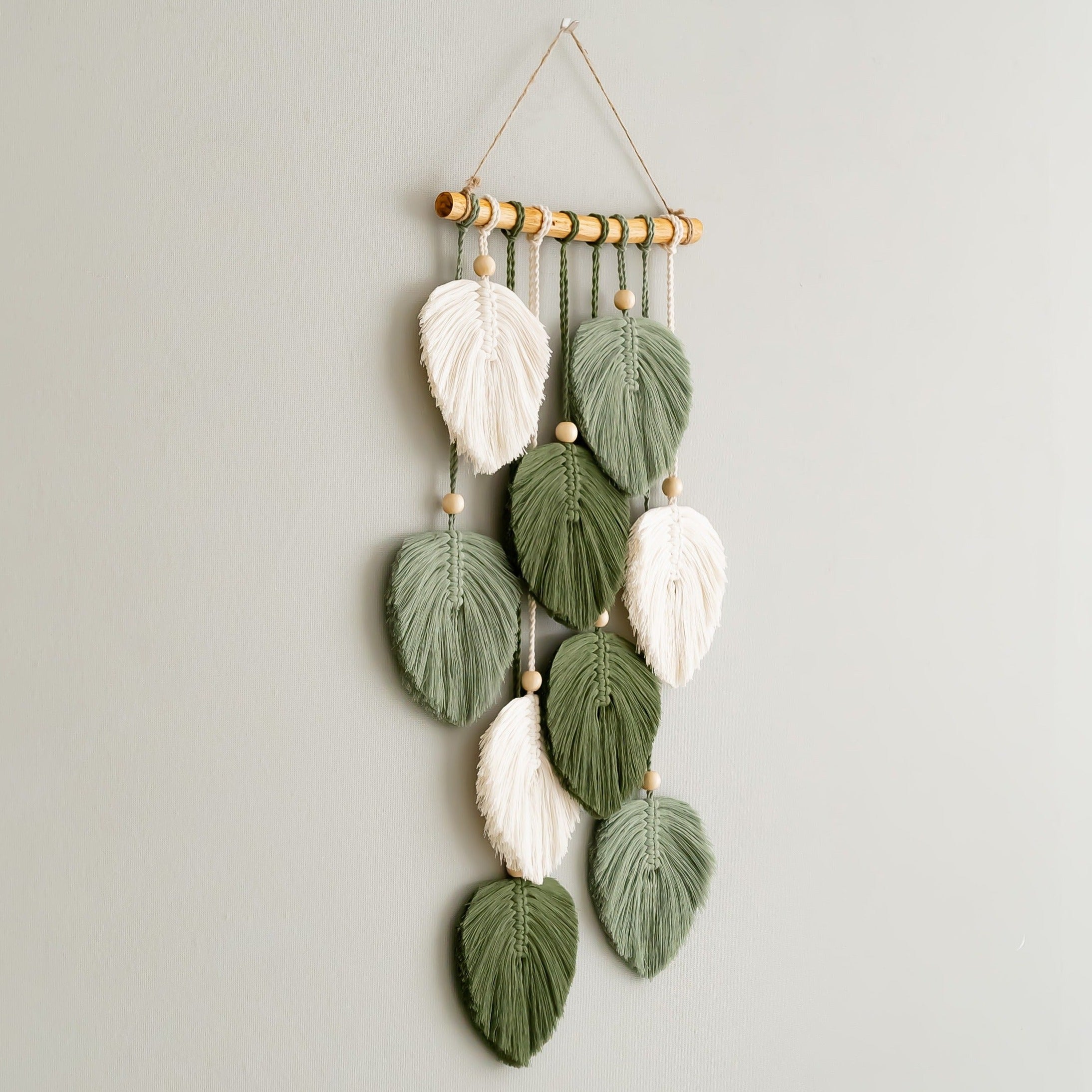 Boho Botanical Green Leaves Wall Hanging for Home Decor