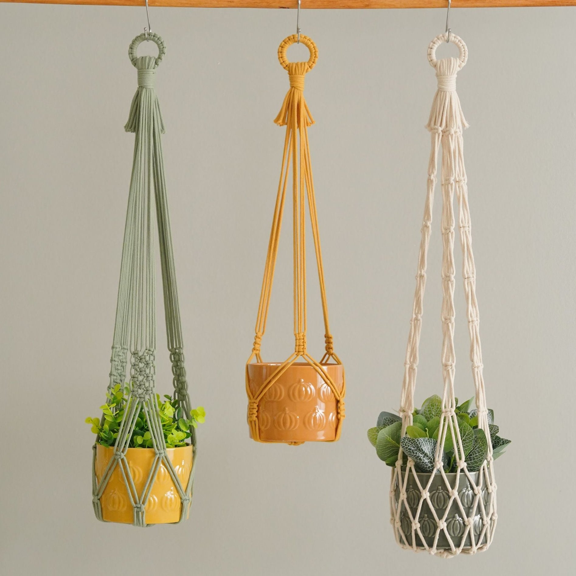 Macrame Plant Hanger – Minimalist Cotton Pot Holder I15
