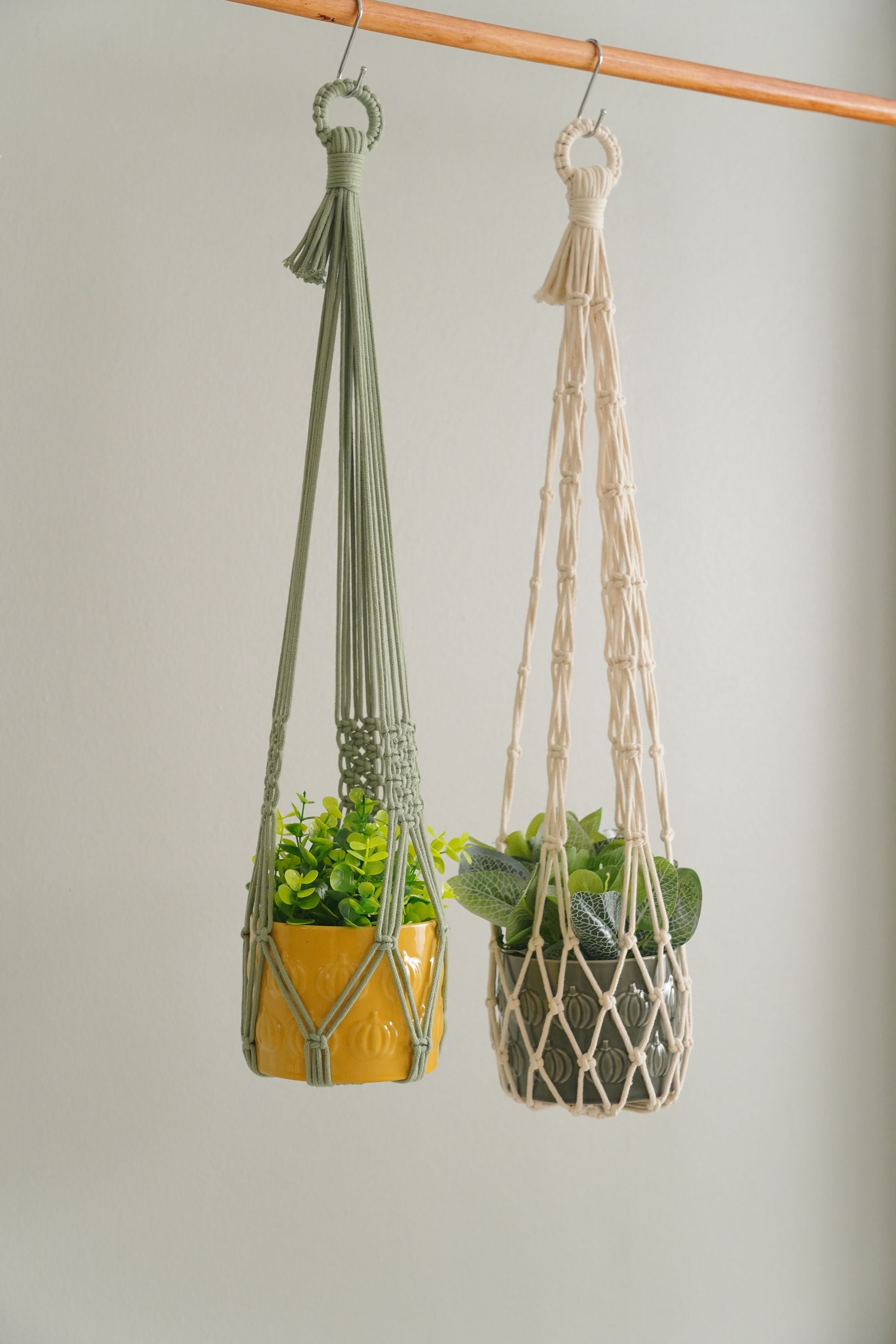 Macrame Plant Hanger – Minimalist Cotton Pot Holder I15