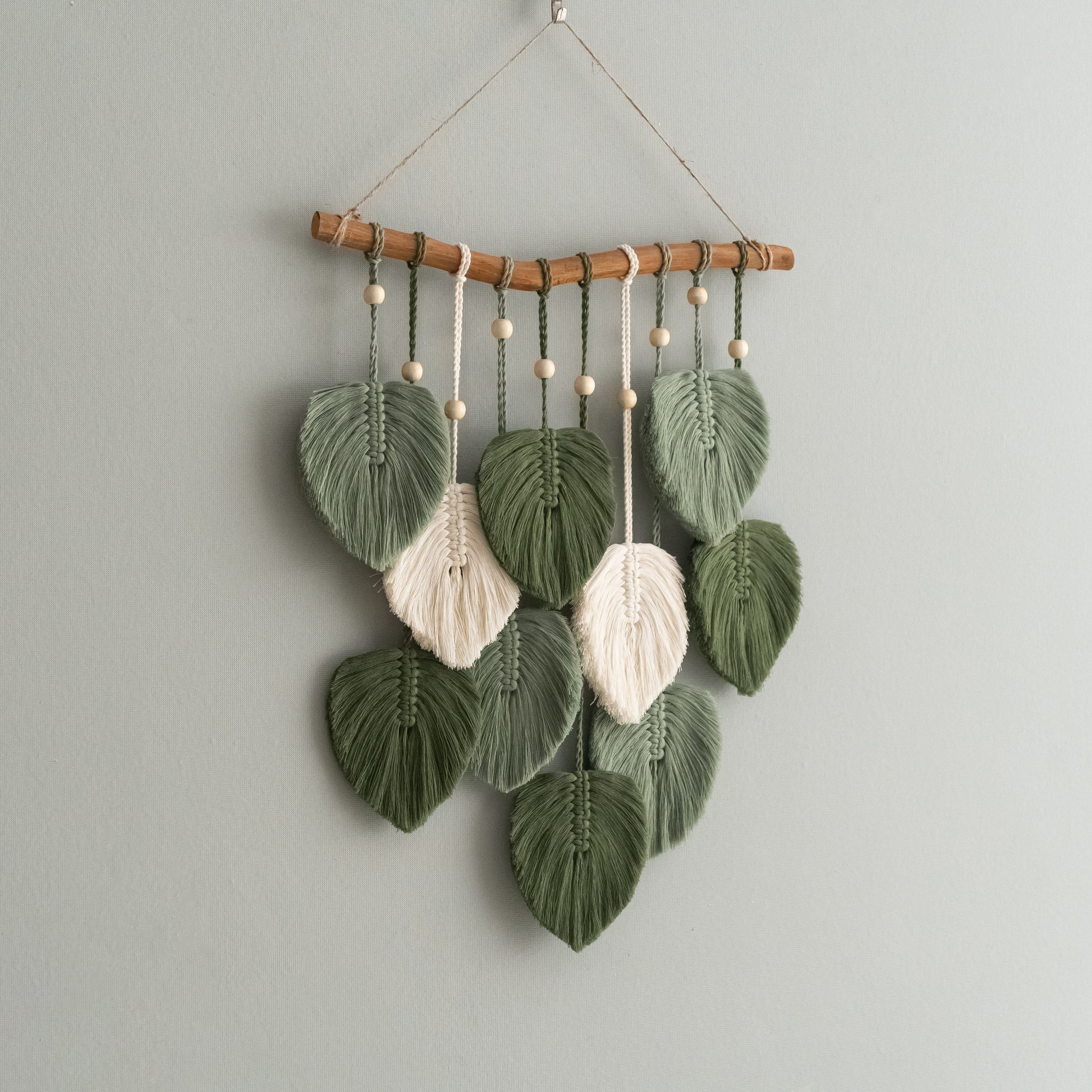 Green Leaves Macrame Wall Hanging - Boho Nursery Wall Decor L02