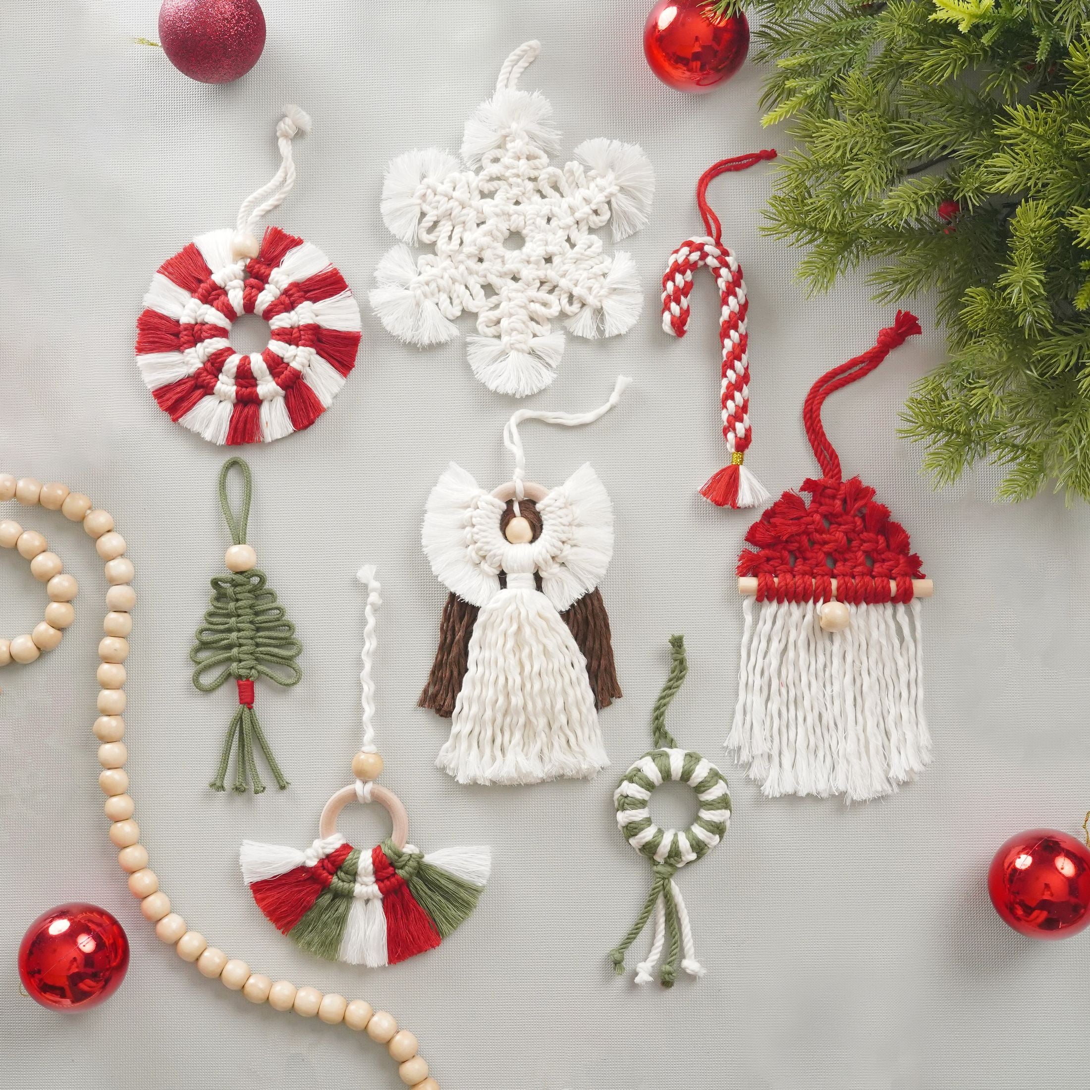 Kit de adornos navideños de macramé para hacer tú mismo para una decoración de pared estilo bohemio 