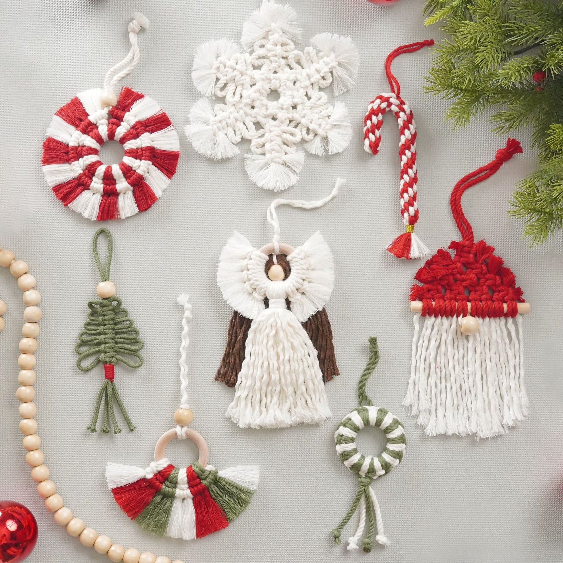 Macrame Ornaments Pattern Macrame Cord for DIY Christmas Gifts P65