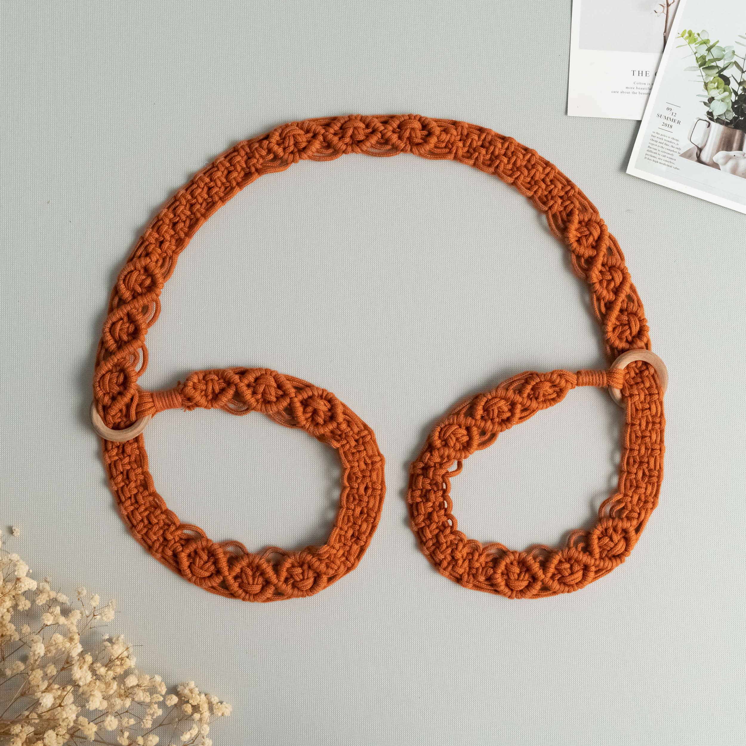 Macrame Yoga Mat Strap with Wooden Ring for Yoga Mat Holder I83