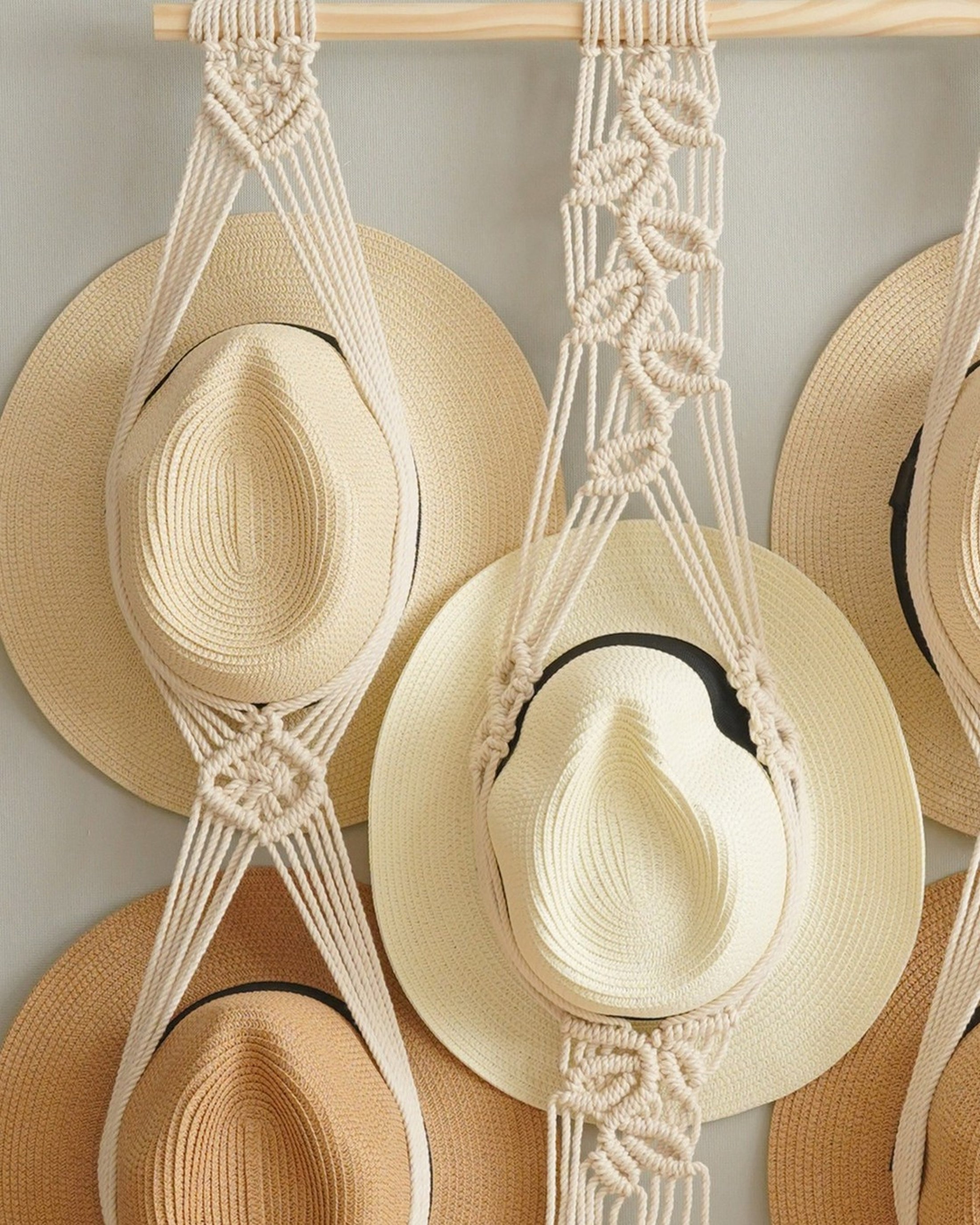 Macrame Hat Hanger macrame cord for Wall Hat Holder Decor H12