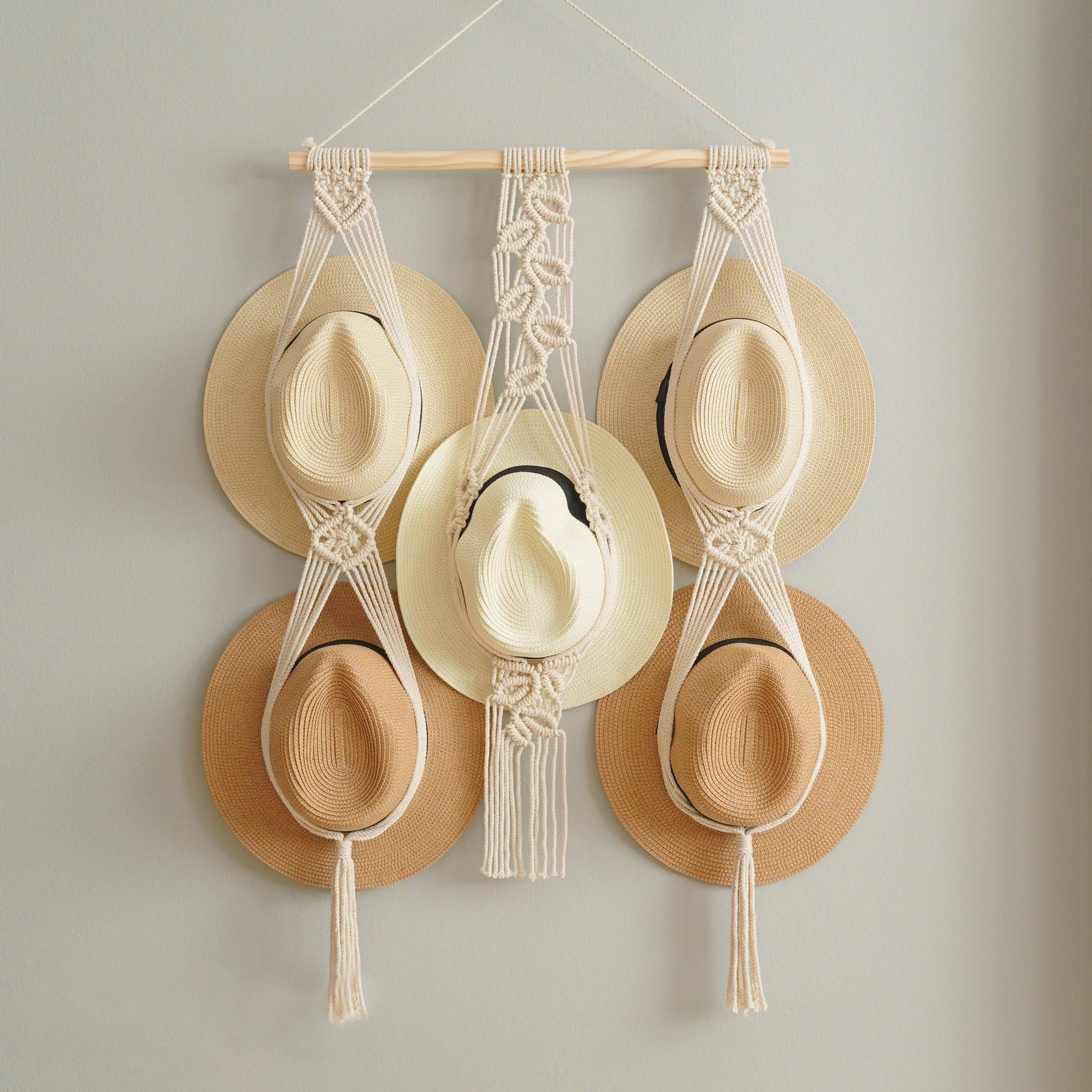 Macrame Hat Hanger macrame cord for Wall Hat Holder Decor H12