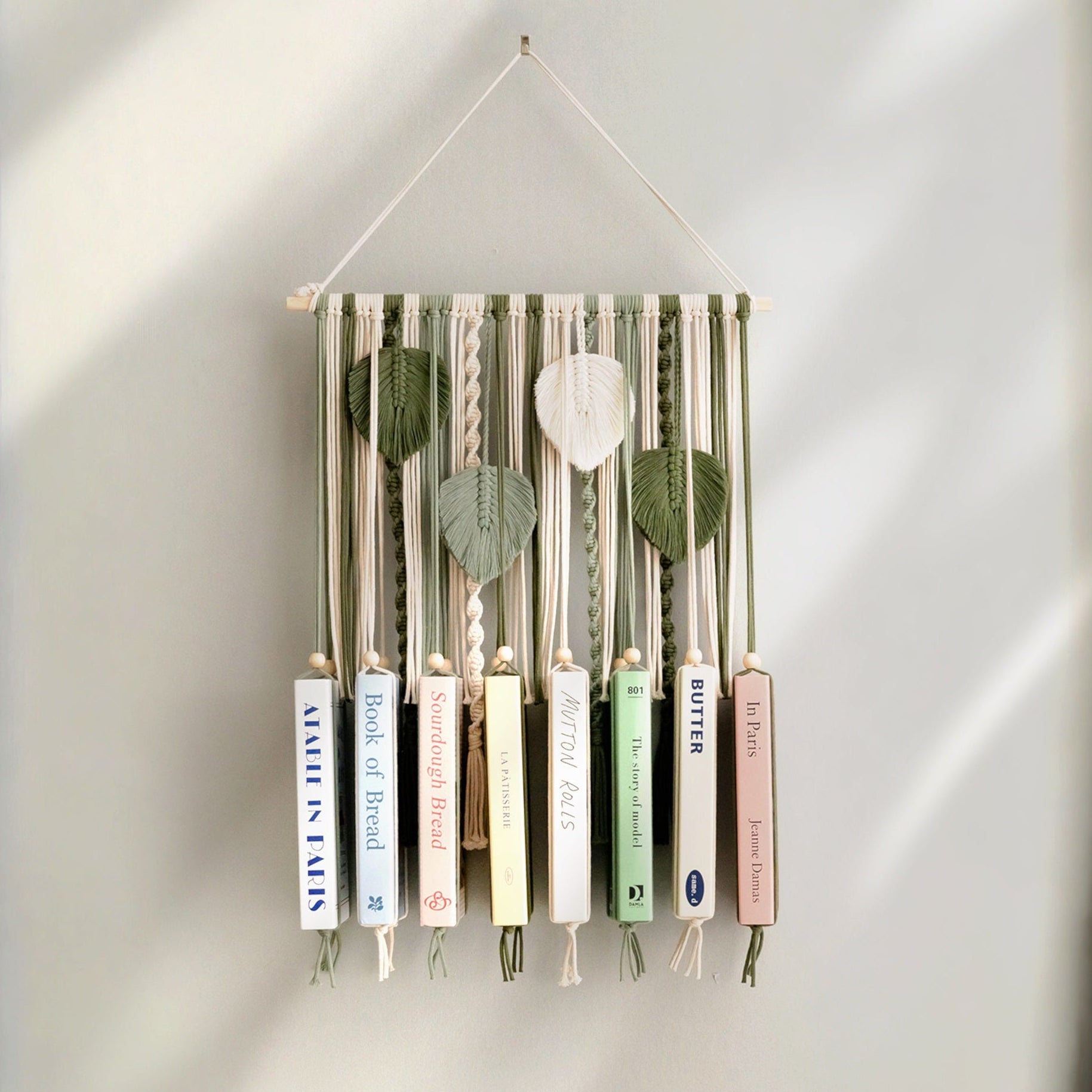 Macrame Book Organizer – Hanging Wall Bookshelf for Kids Room I62