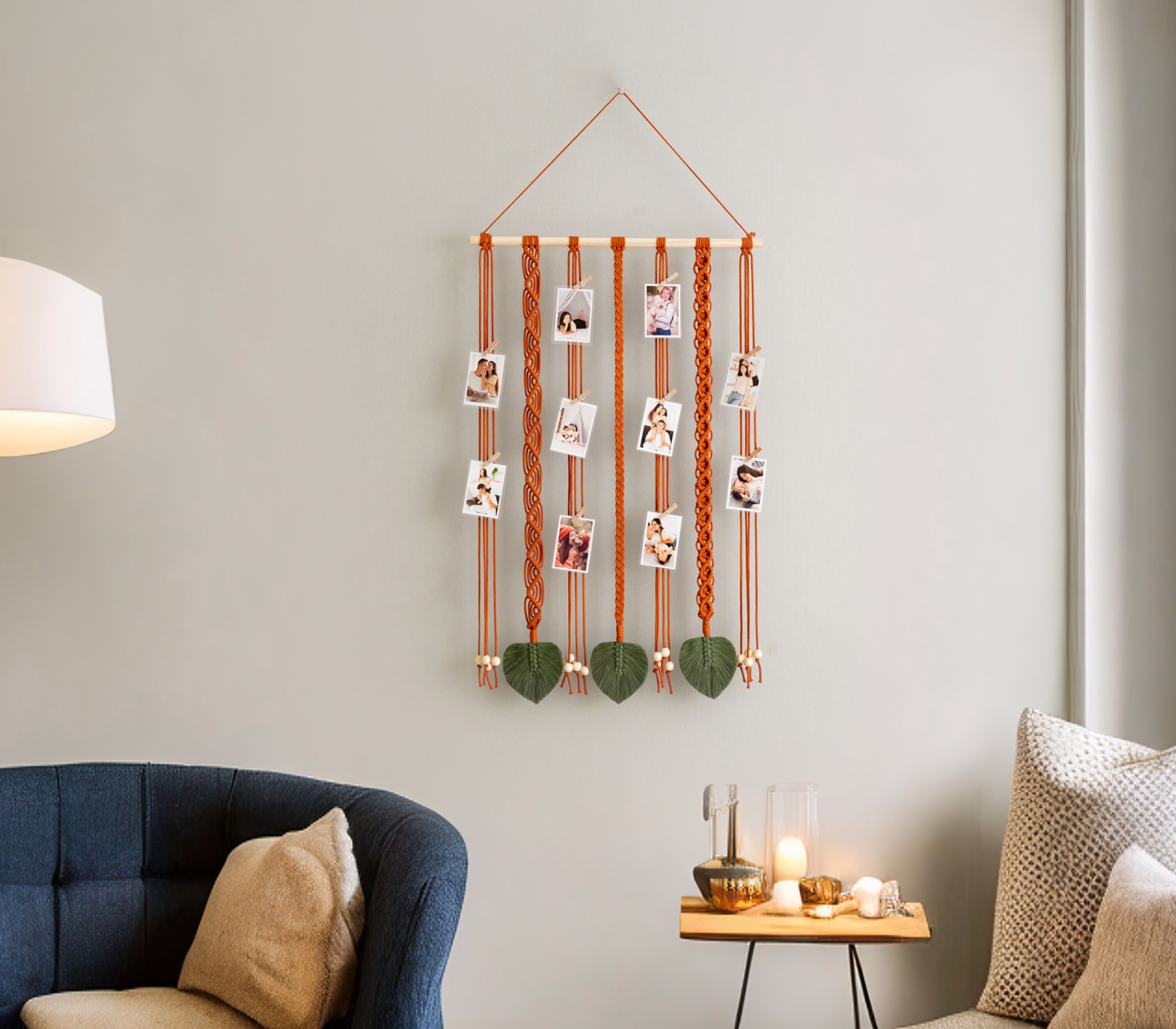 Macrame Photo Hanger macrame cord photo wall decor for boho home I44