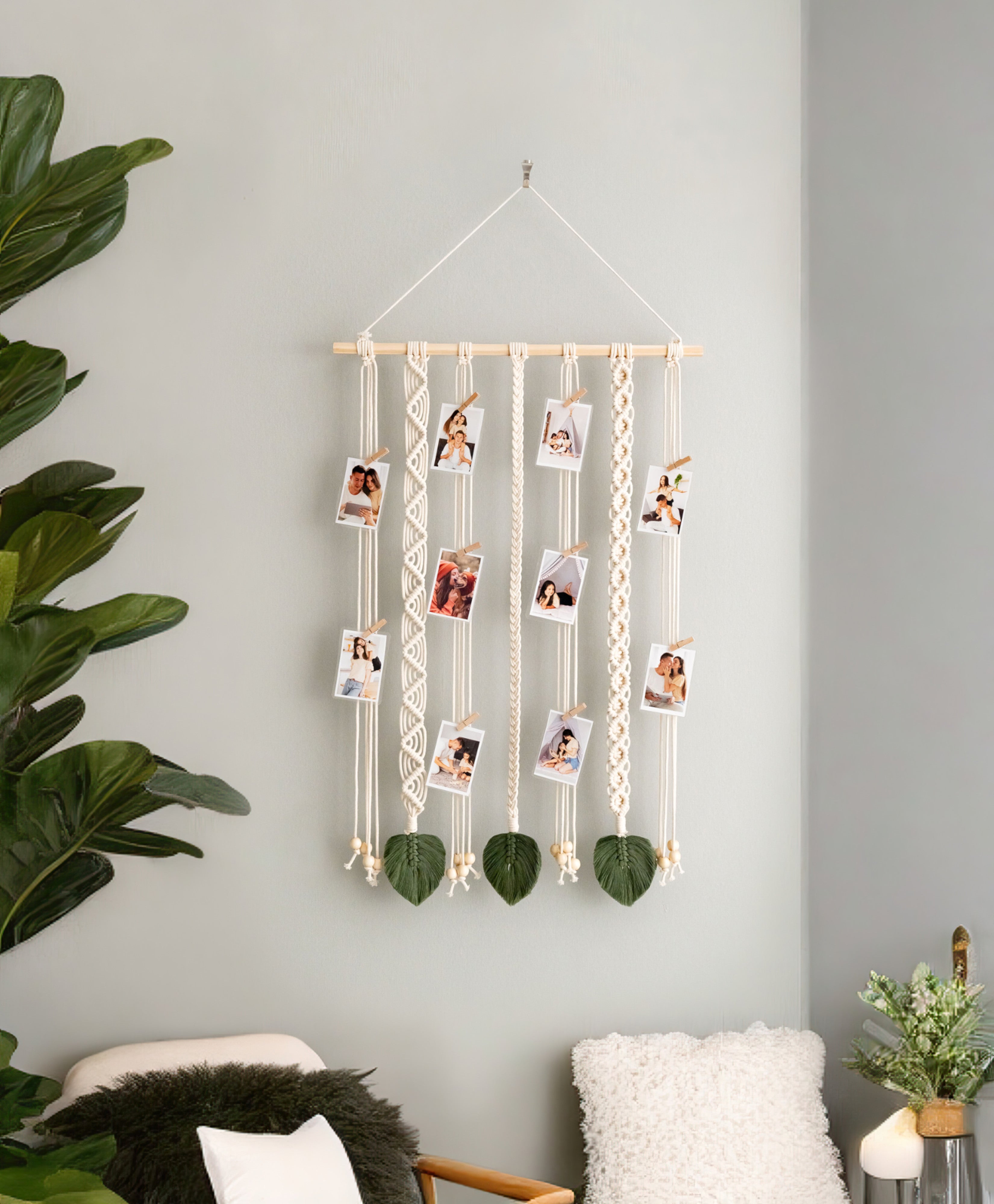 Macrame Photo Hanger macrame cord photo wall decor for boho home I44