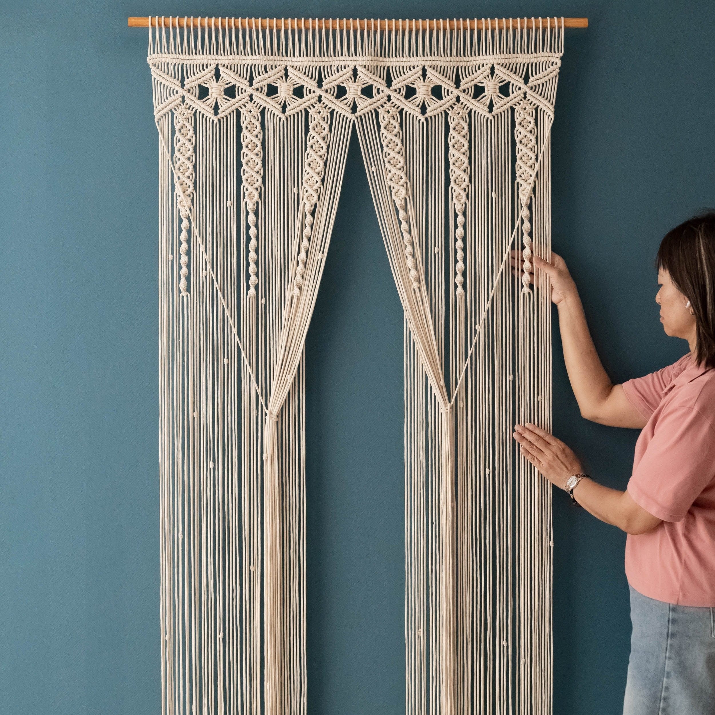 Boho Macrame Curtain for Window Valance and Farmhouse Home Decor