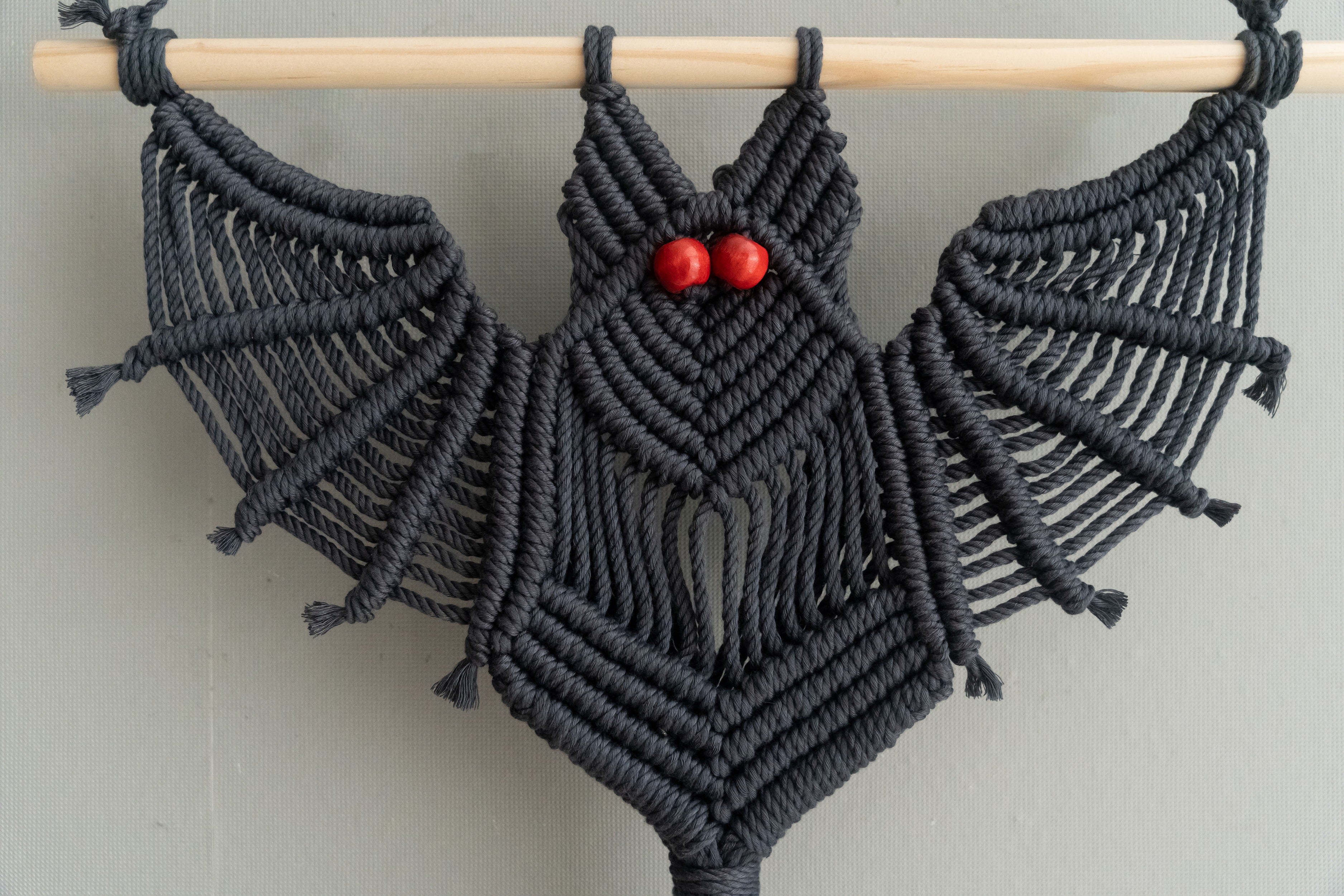 Macrame Wings Wall Hanging with driftwood for spooky gothic wall decor V12