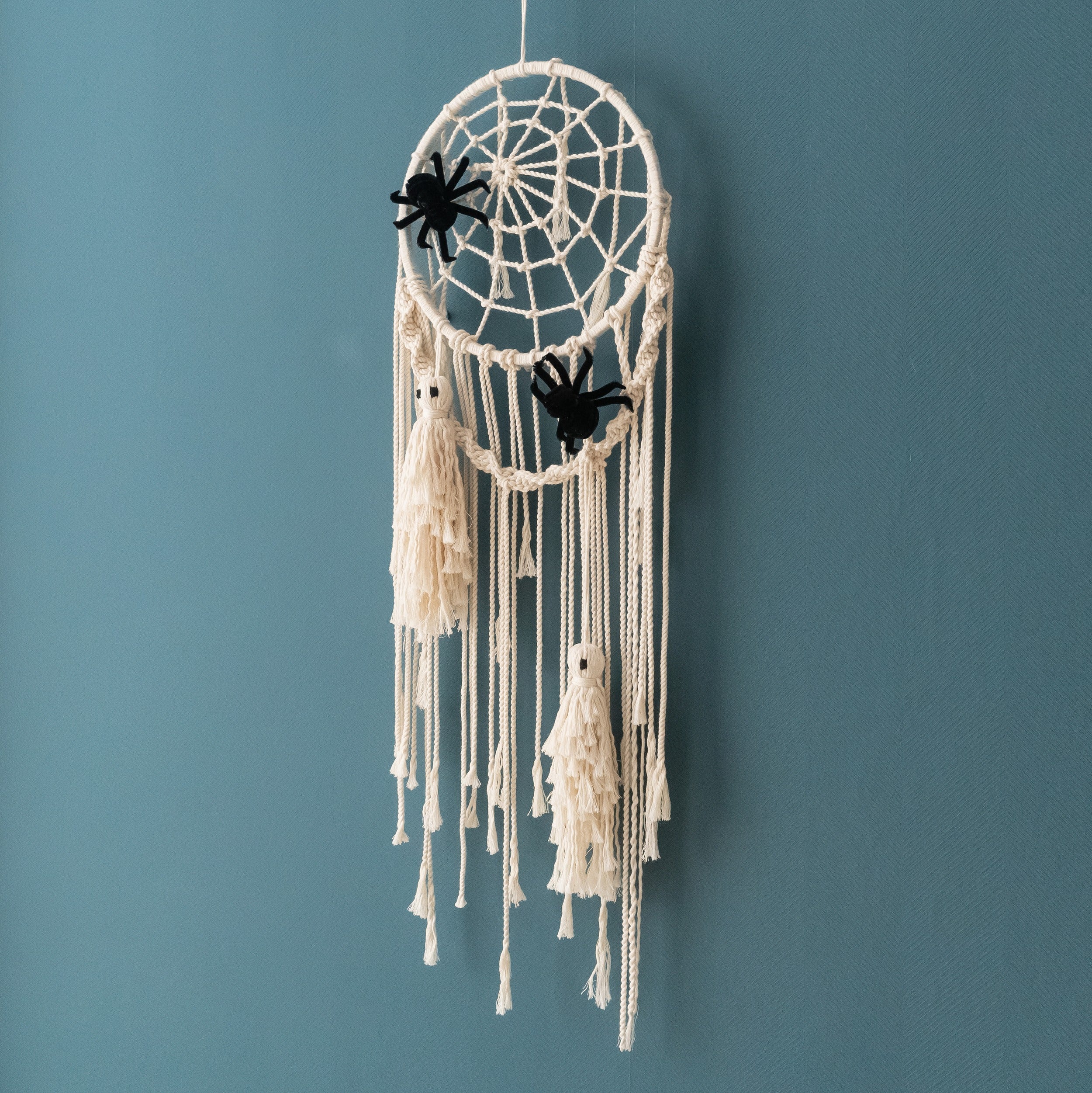 Ghost Spider Macrame Wall Hanging Halloween Wall Decor and Handmade Macrame Art U12