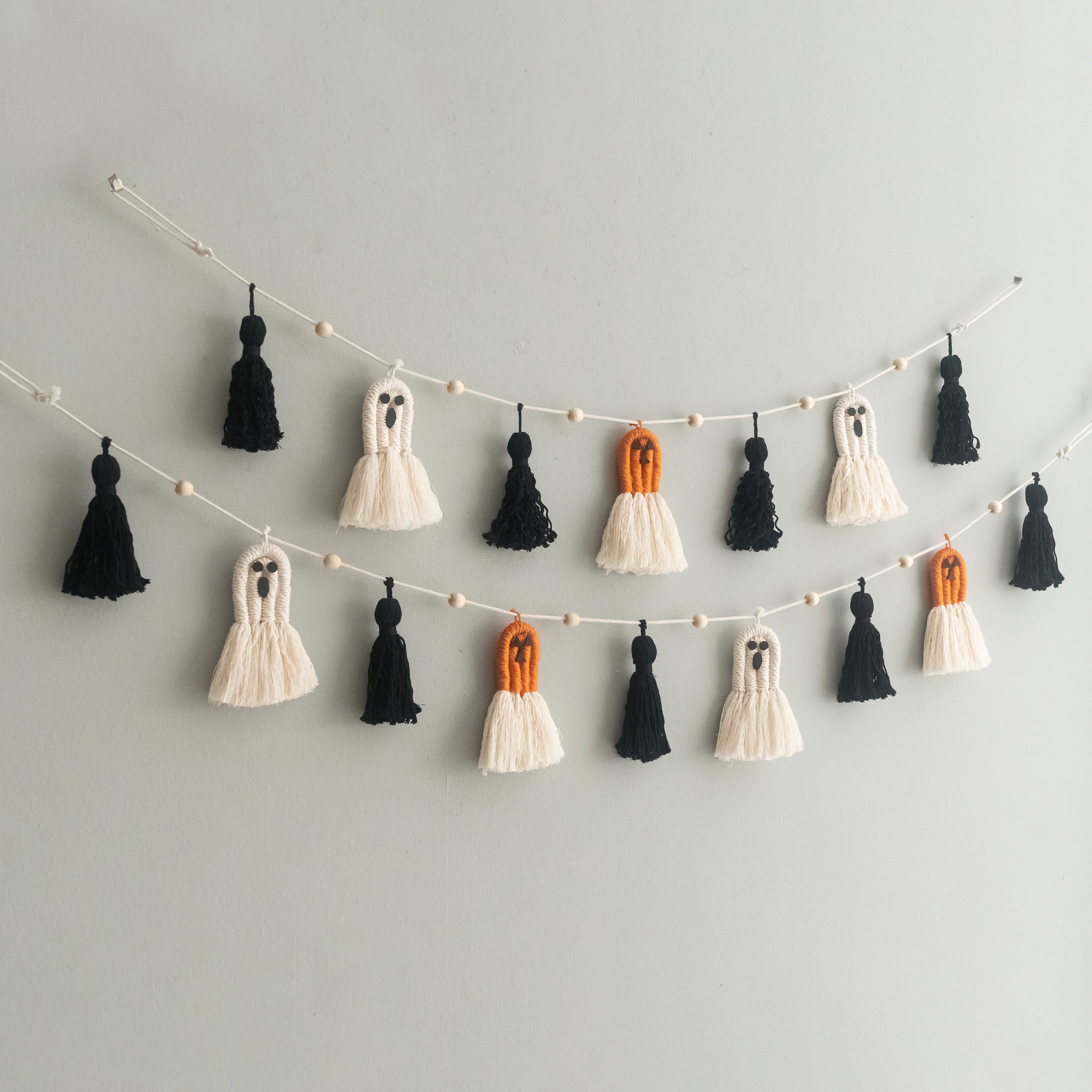 Halloween Ghost Garland macrame cord for halloween garland decor and boho halloween decor U13