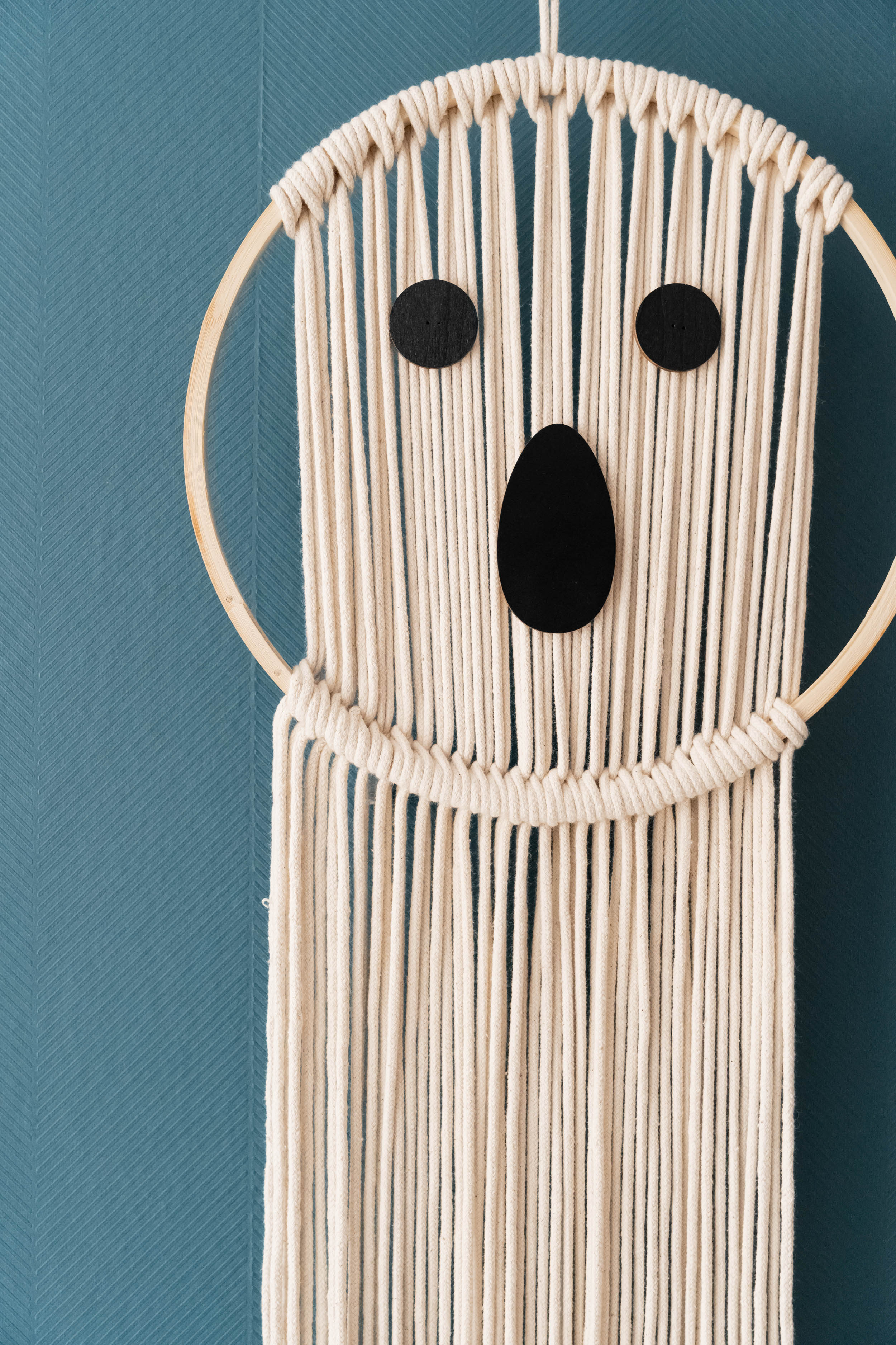 Spooky Macrame Ghost and Pumpkin Halloween Wall Decoration