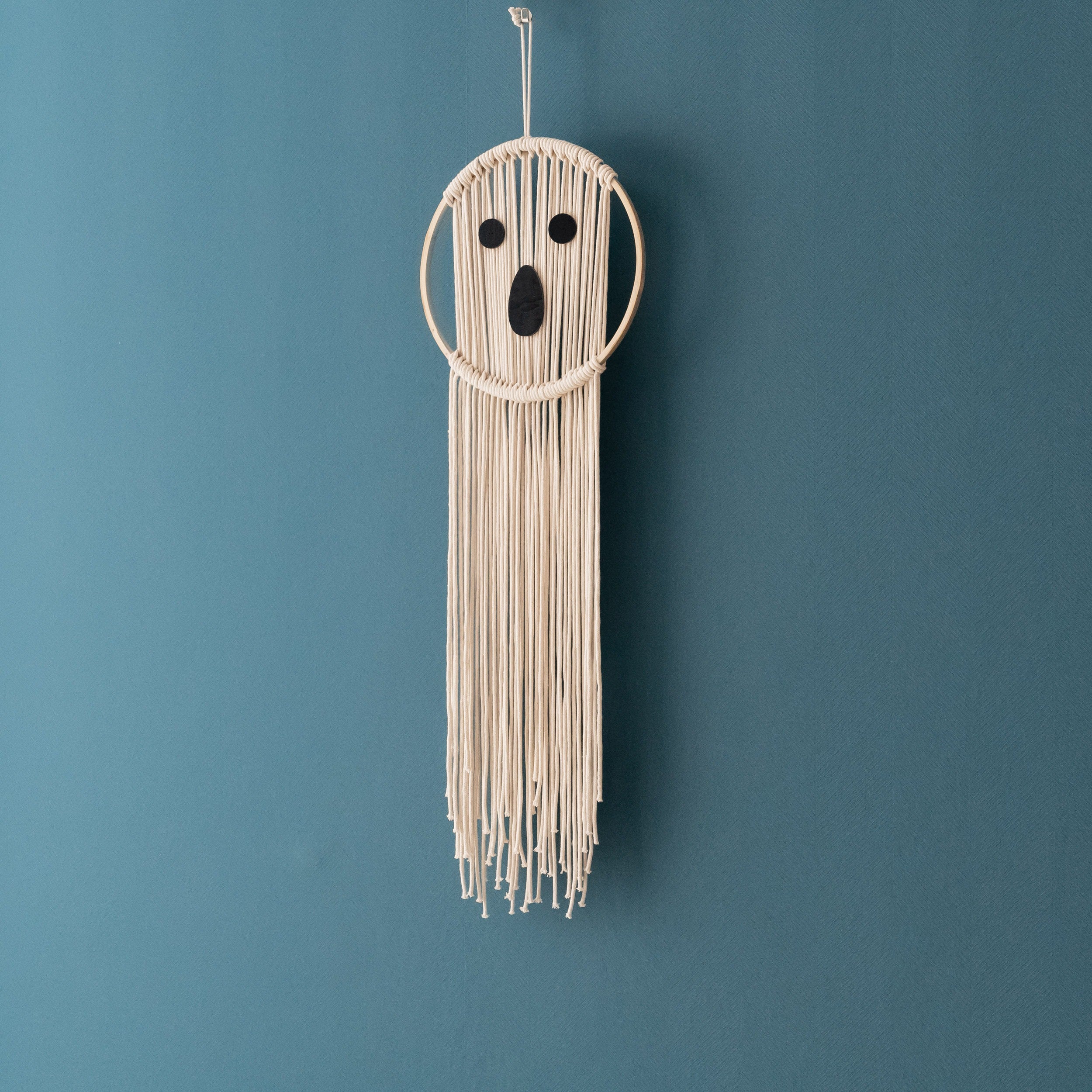 Spooky Macrame Ghost and Pumpkin Halloween Wall Decoration