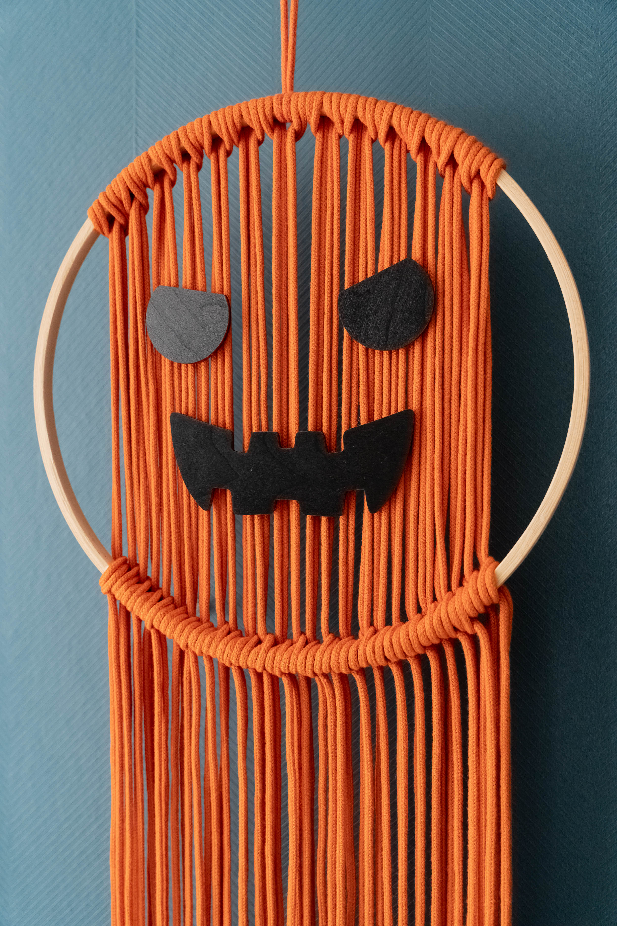 Gothic Macrame Ghost and Pumpkin Wall Art for Halloween Charm