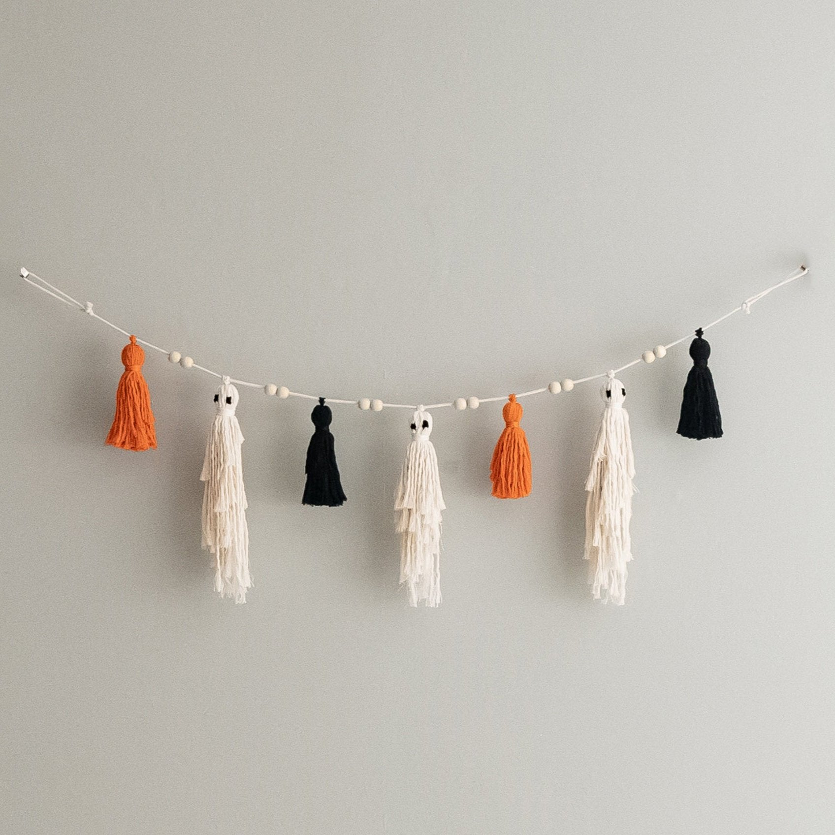 Enchanting Macrame Ghost Garland for Boho-Gothic Halloween Decor